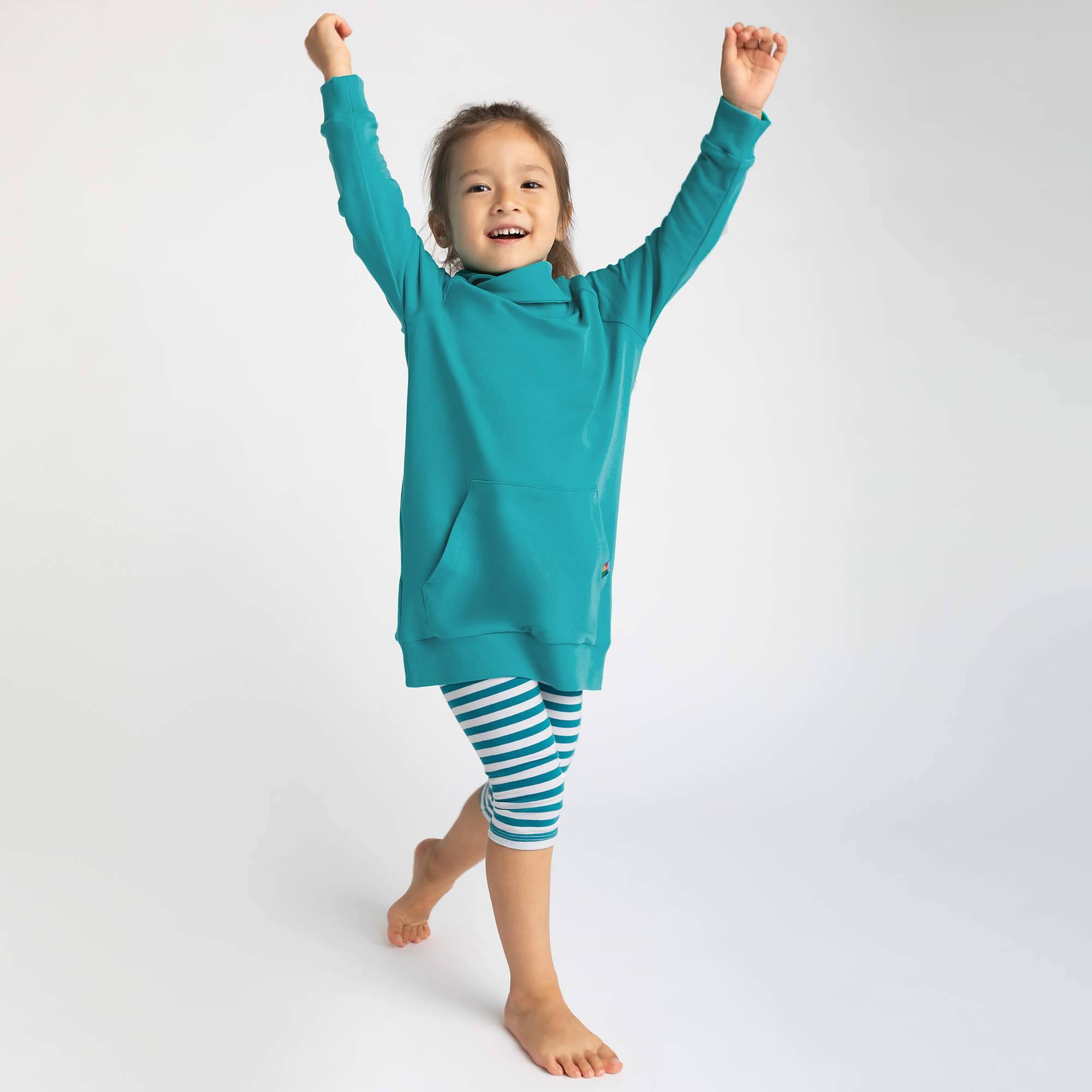 Turquoise long funnel neck pullover sweatshirt