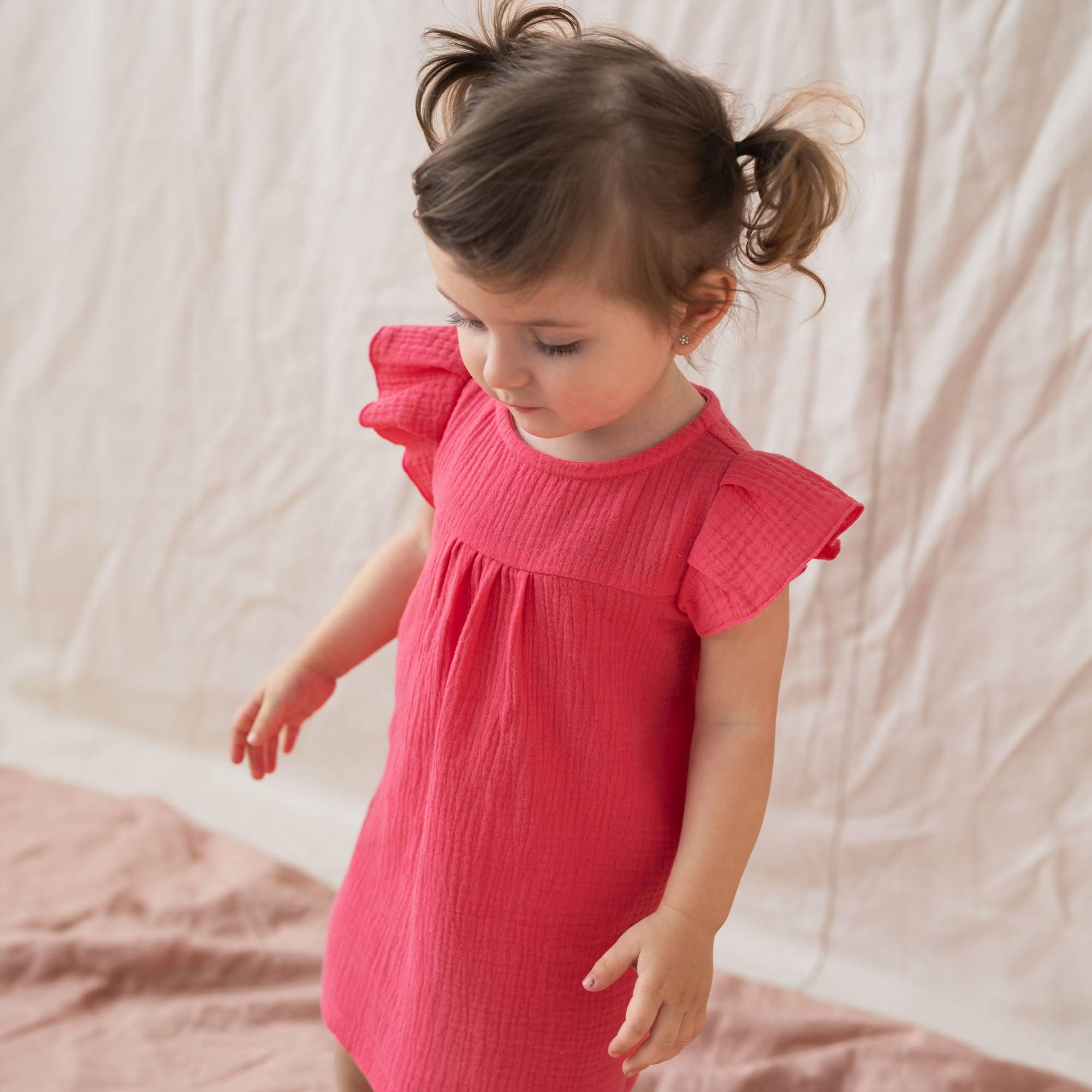 Coral muslin dress Baby