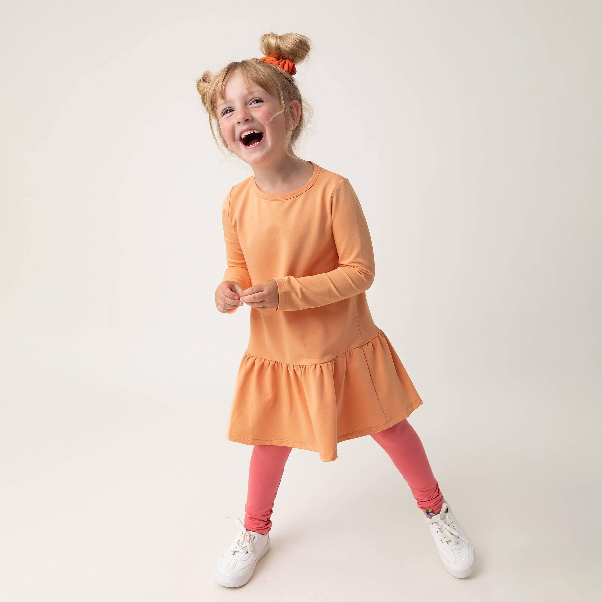 Apricot flared sweatshirt dress