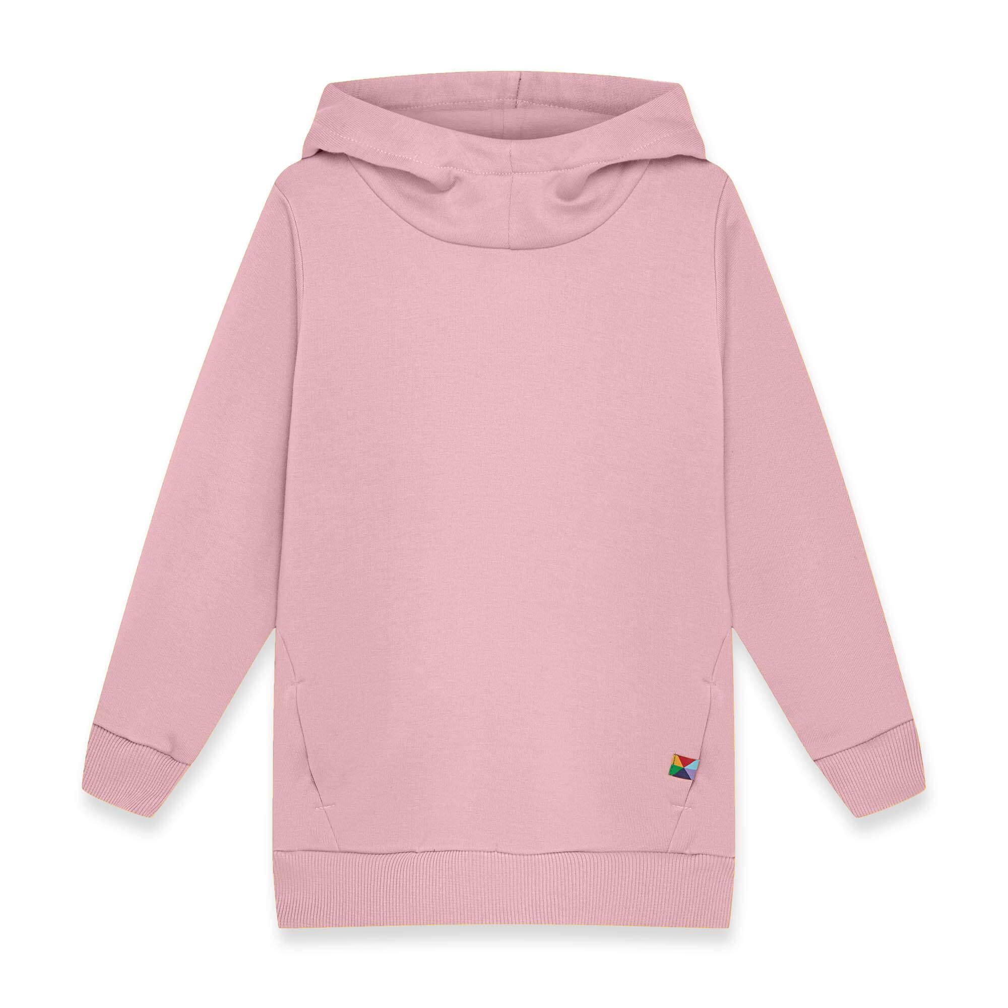 Pastel pink fleece-lined pullover hoodie