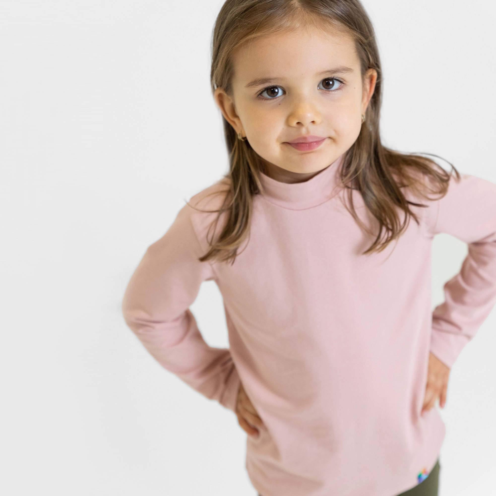 Pastel pink turtleneck long sleeve shirt