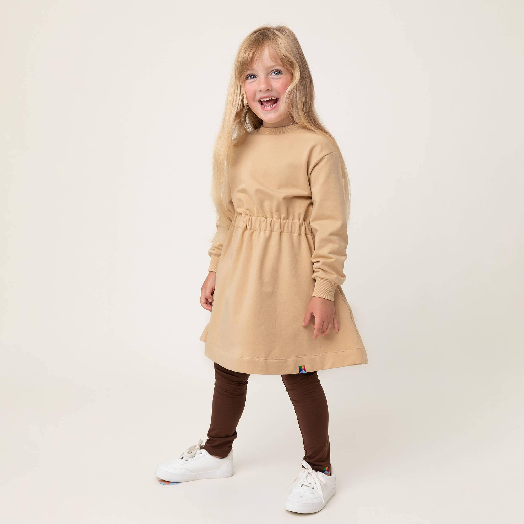 Beige fleece longsleeve dress