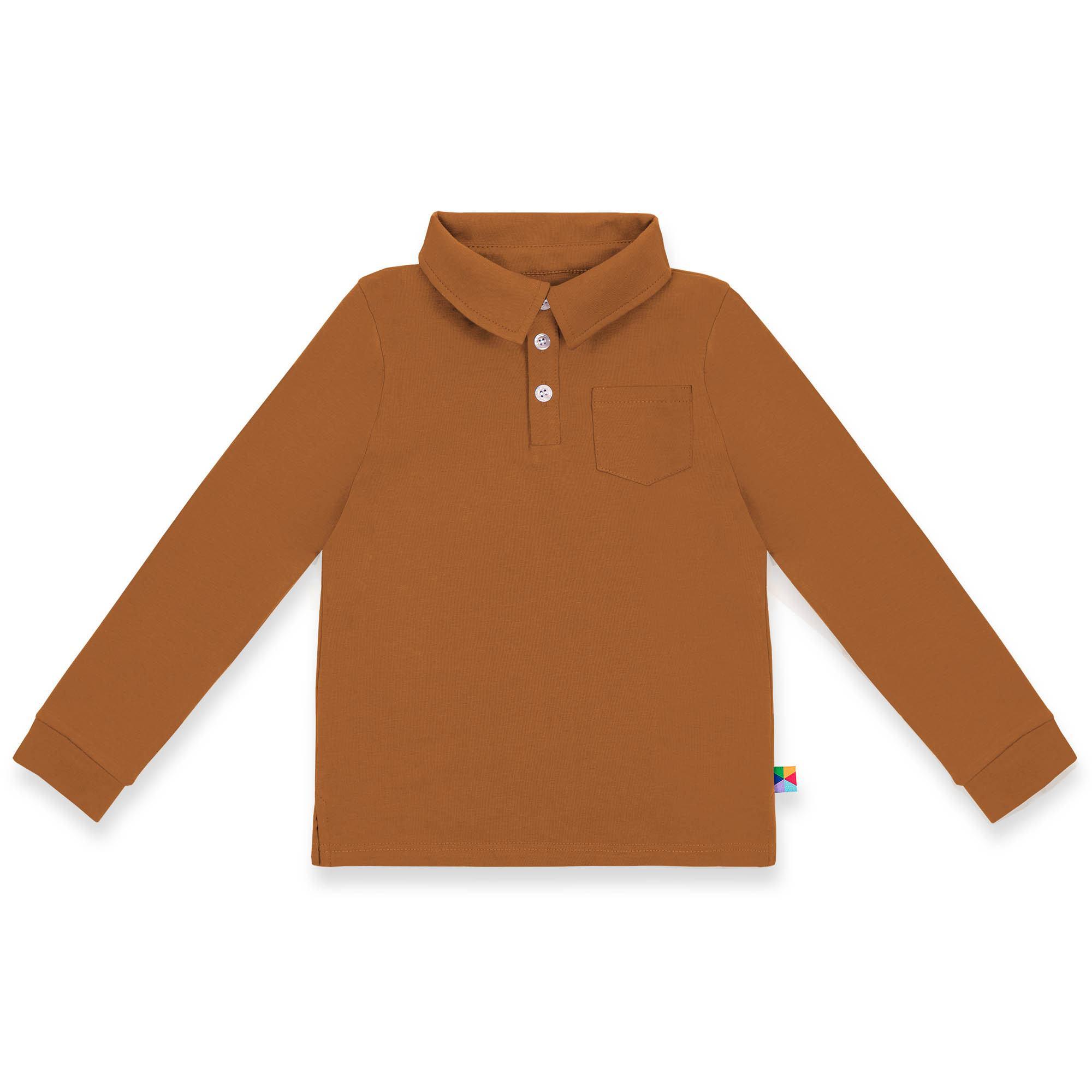 Caramel long sleeve polo shirt