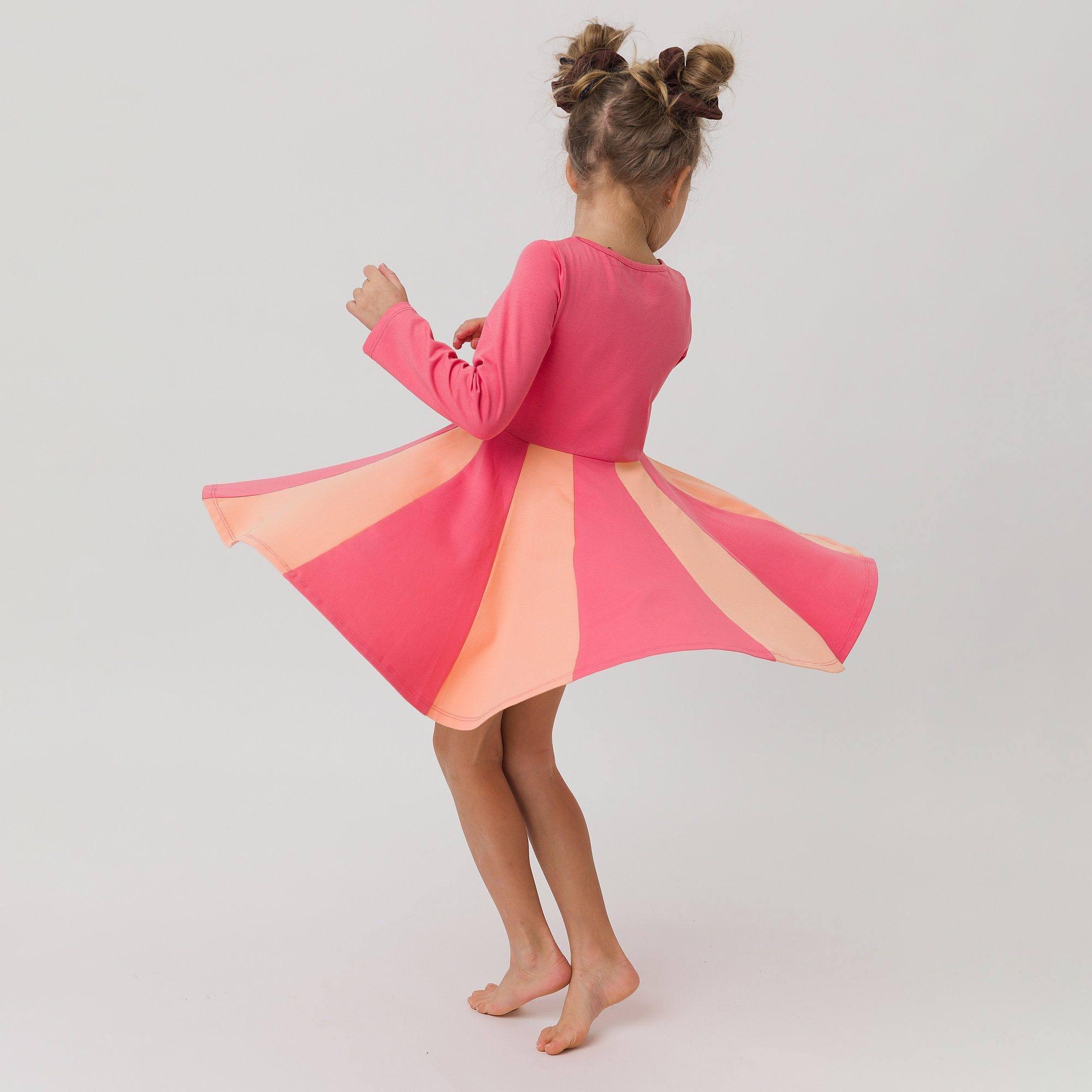 Coral - apricot two-tone frill dress