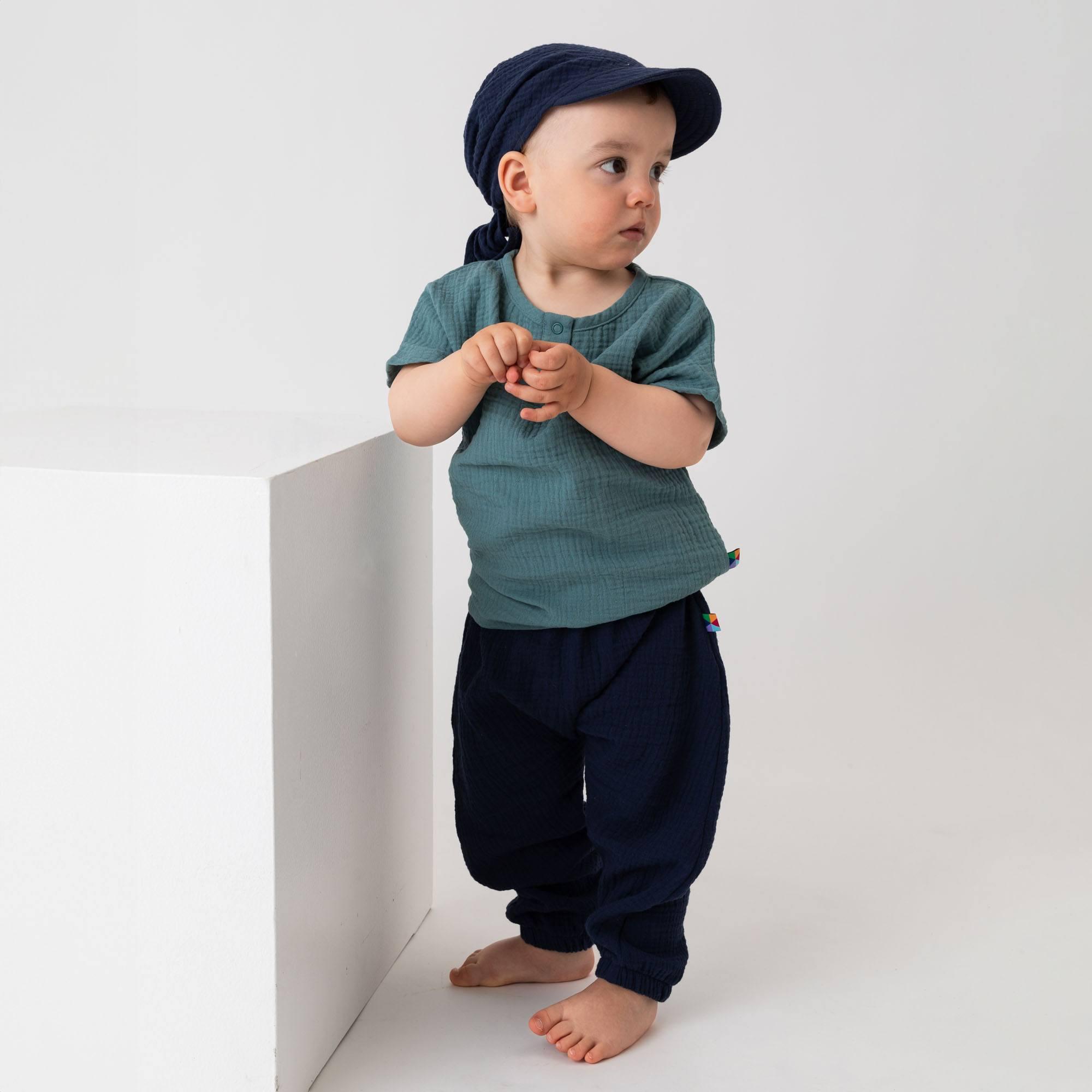 Navy blue muslin pants Baby