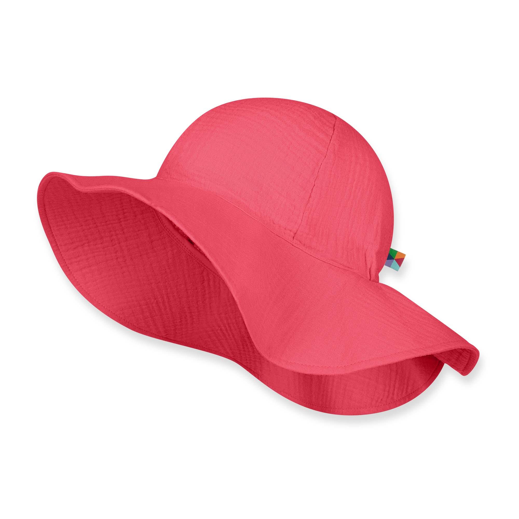 Coral muslin brimmed hat