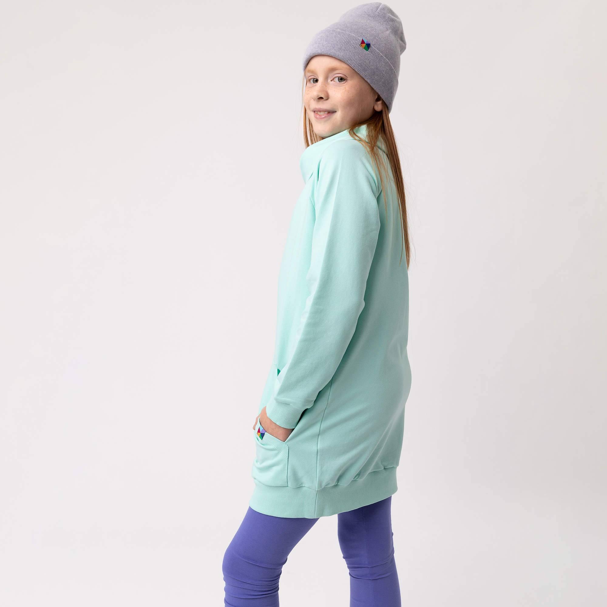 Mint long funnel neck pullover sweatshirt