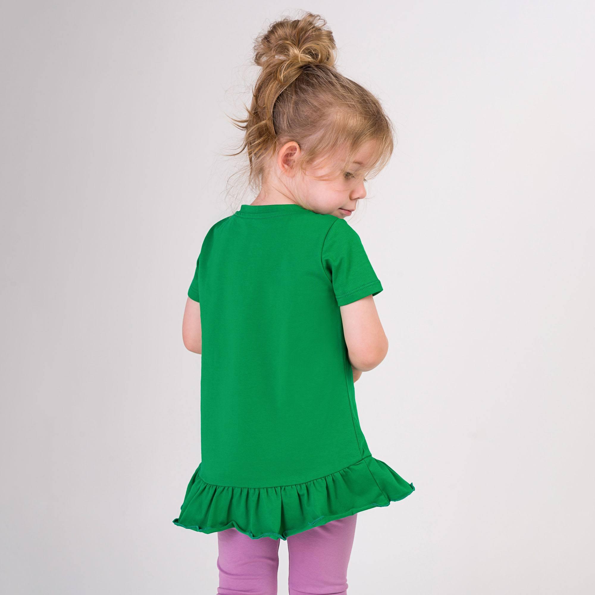 Green ruffle short sleeve blouse