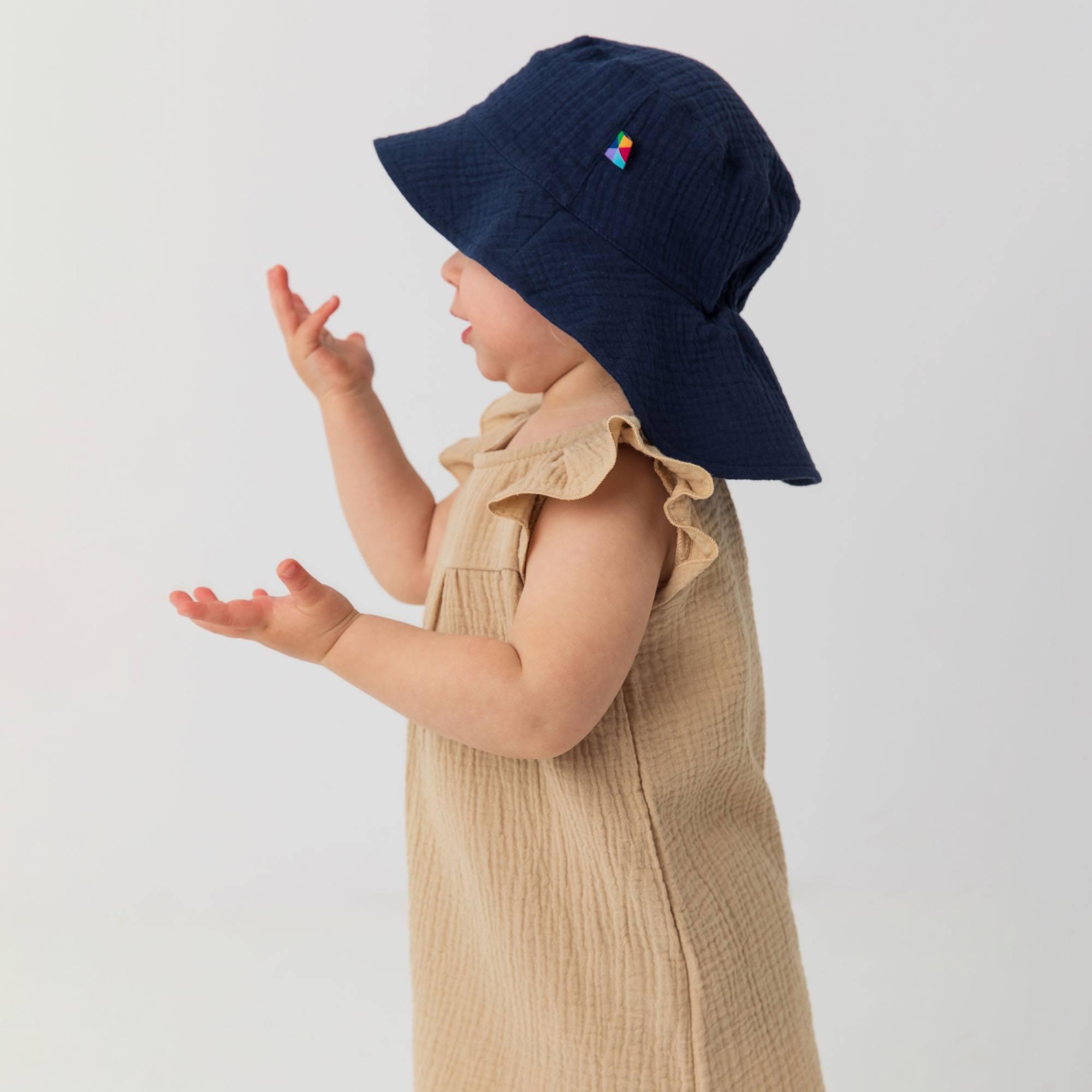 Navy blue muslin hat Baby