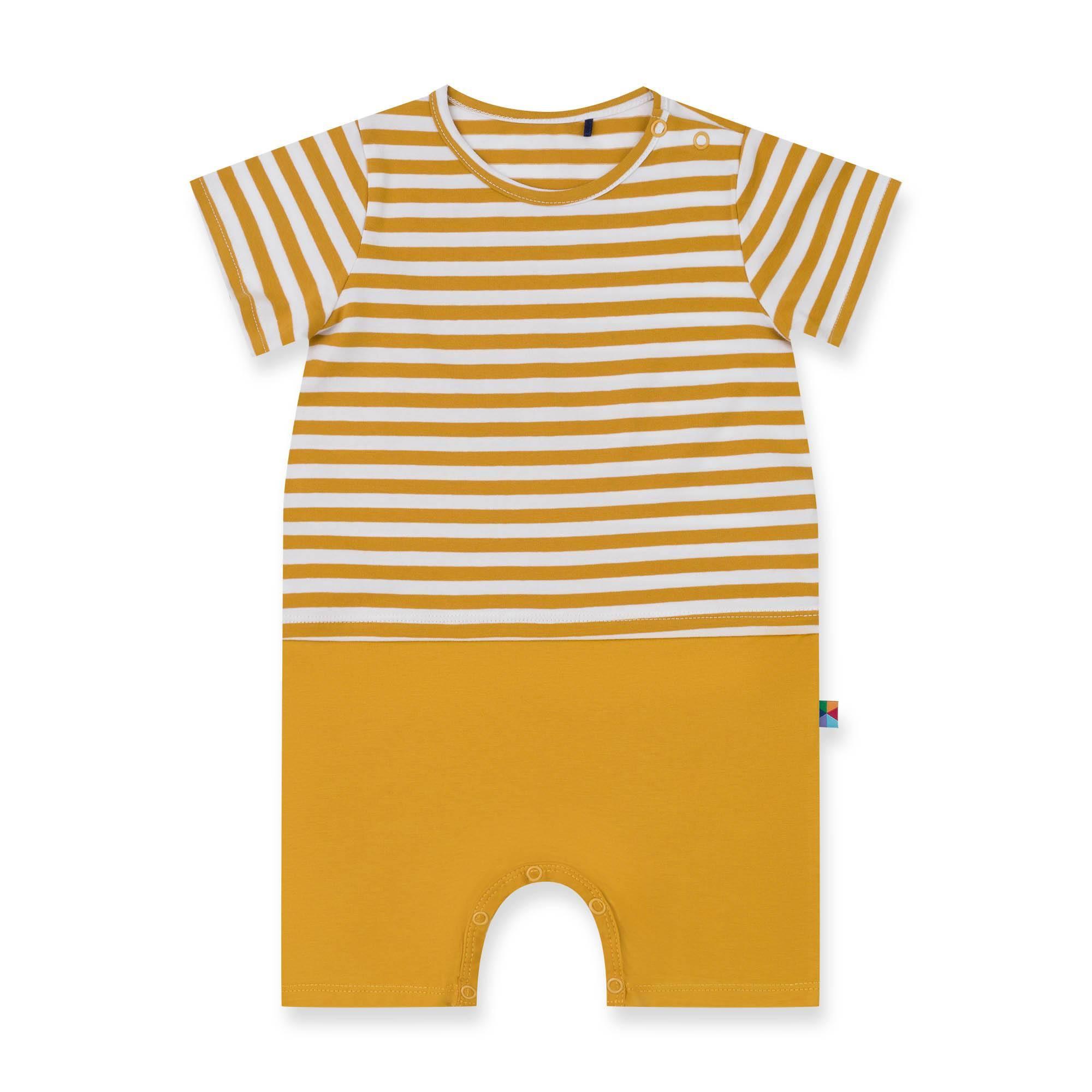 Mustard stripes striped short sleeve romper Baby