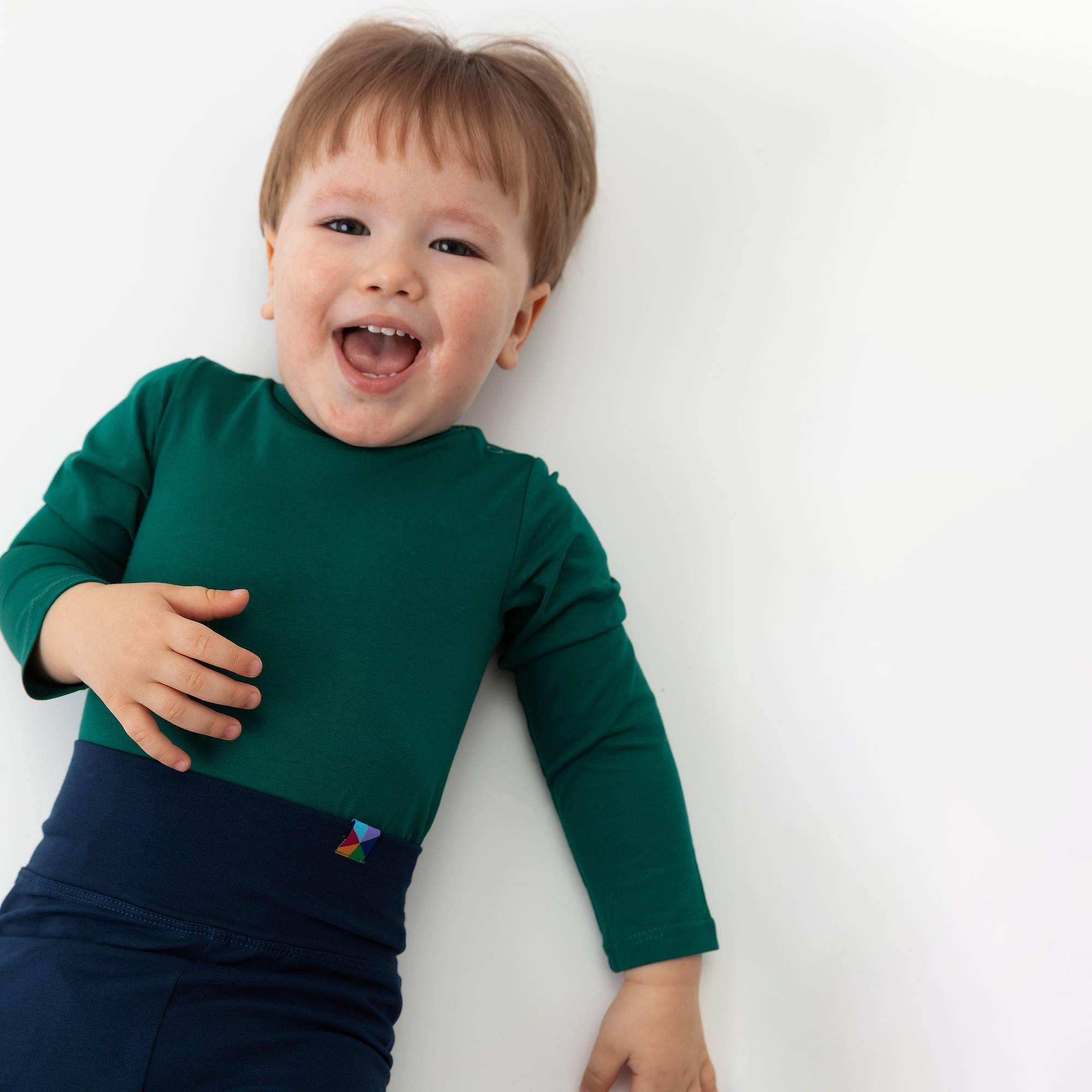 Bottle-green long sleeve bodysuit