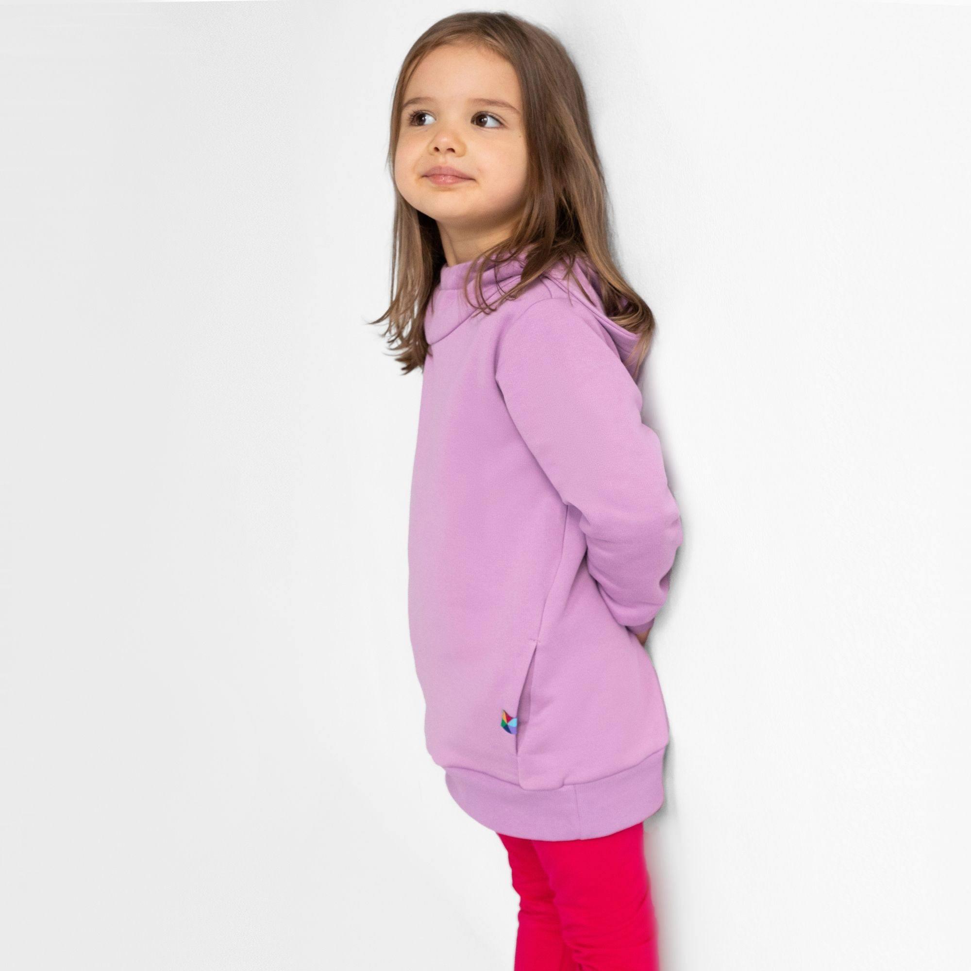 Light purple fleece-lined pullover hoodie