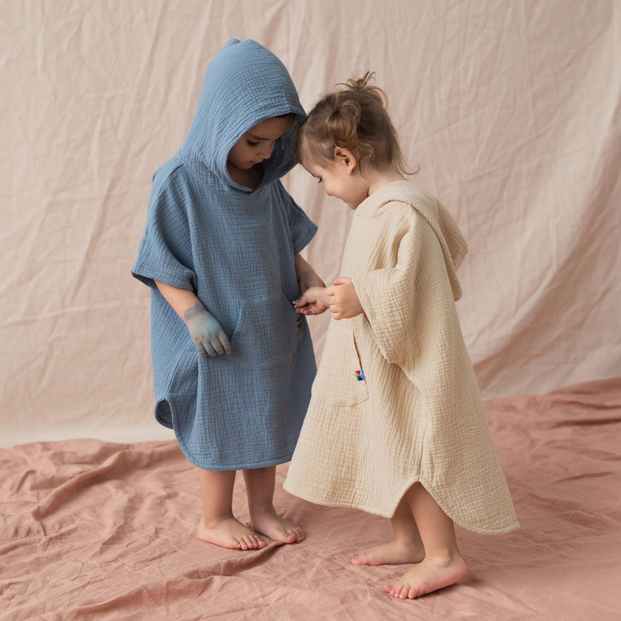 Beige muslin poncho