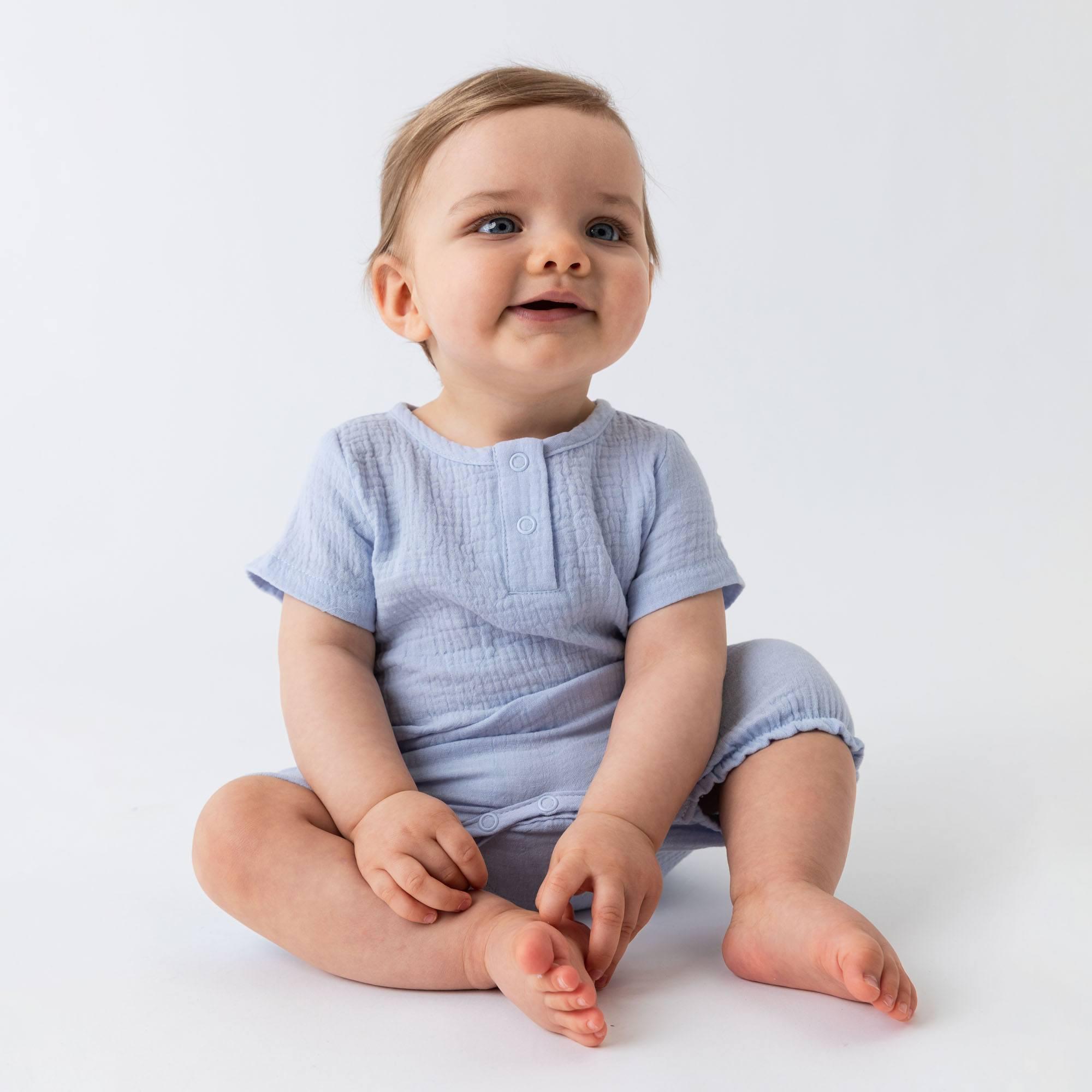 Light blue muslin romper Baby