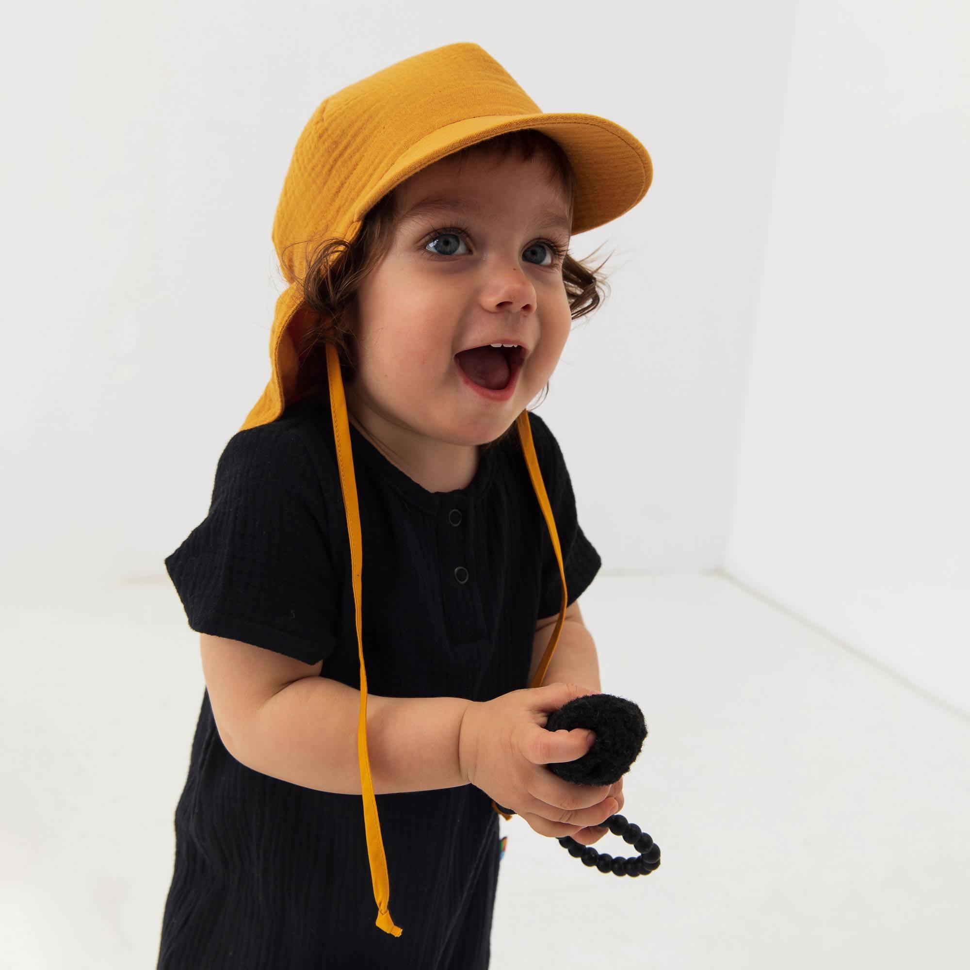 Mustard muslin sun hat Baby