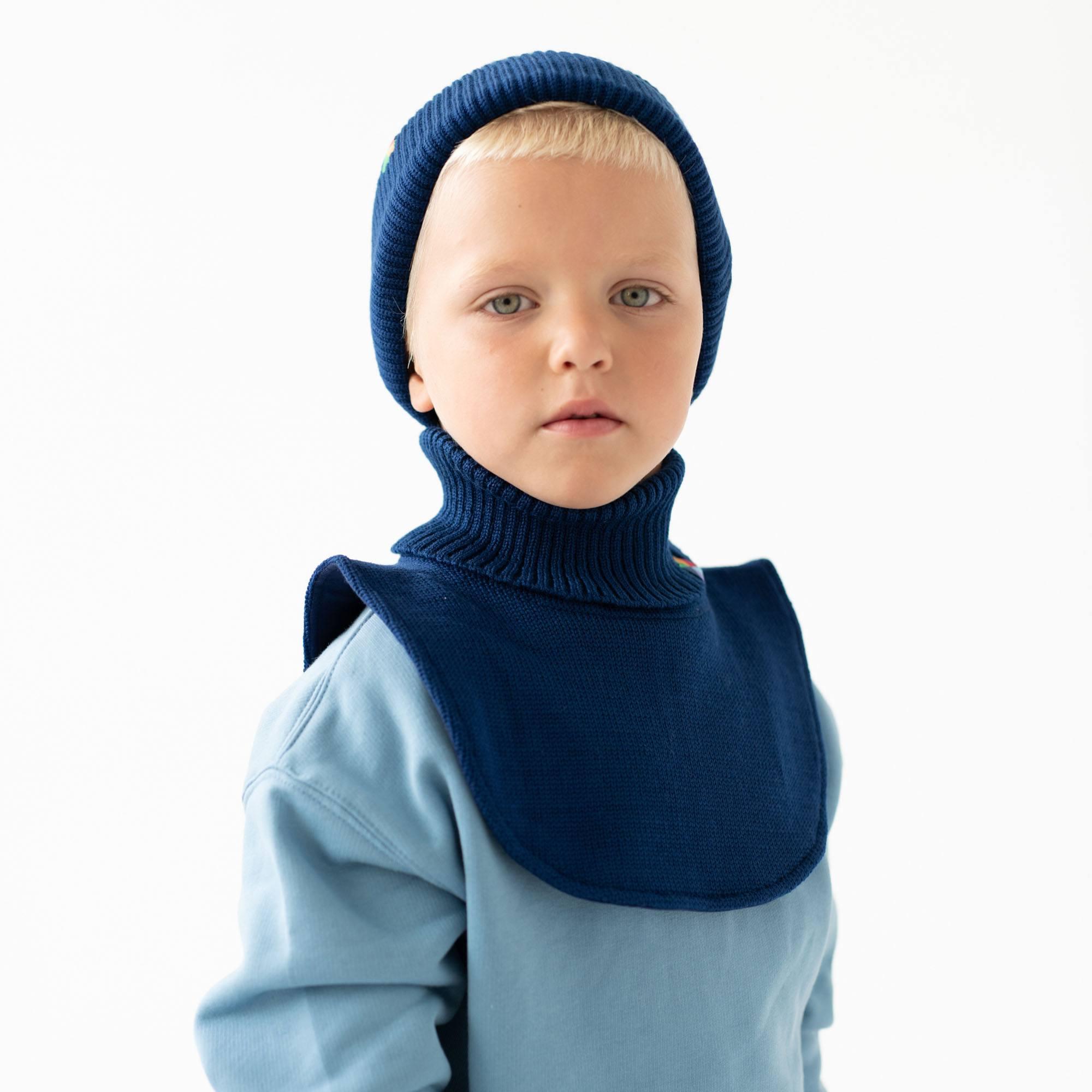 Navy blue merino wool hat kids