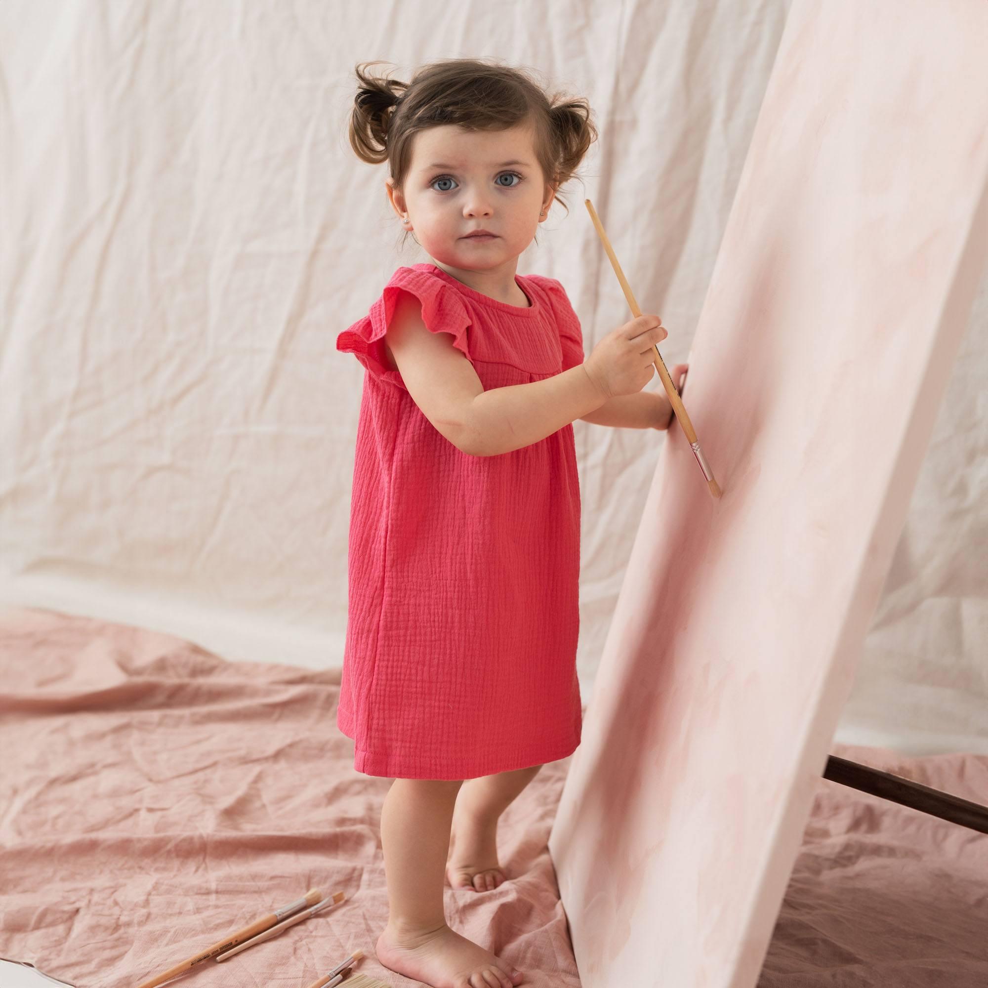 Coral muslin dress Baby