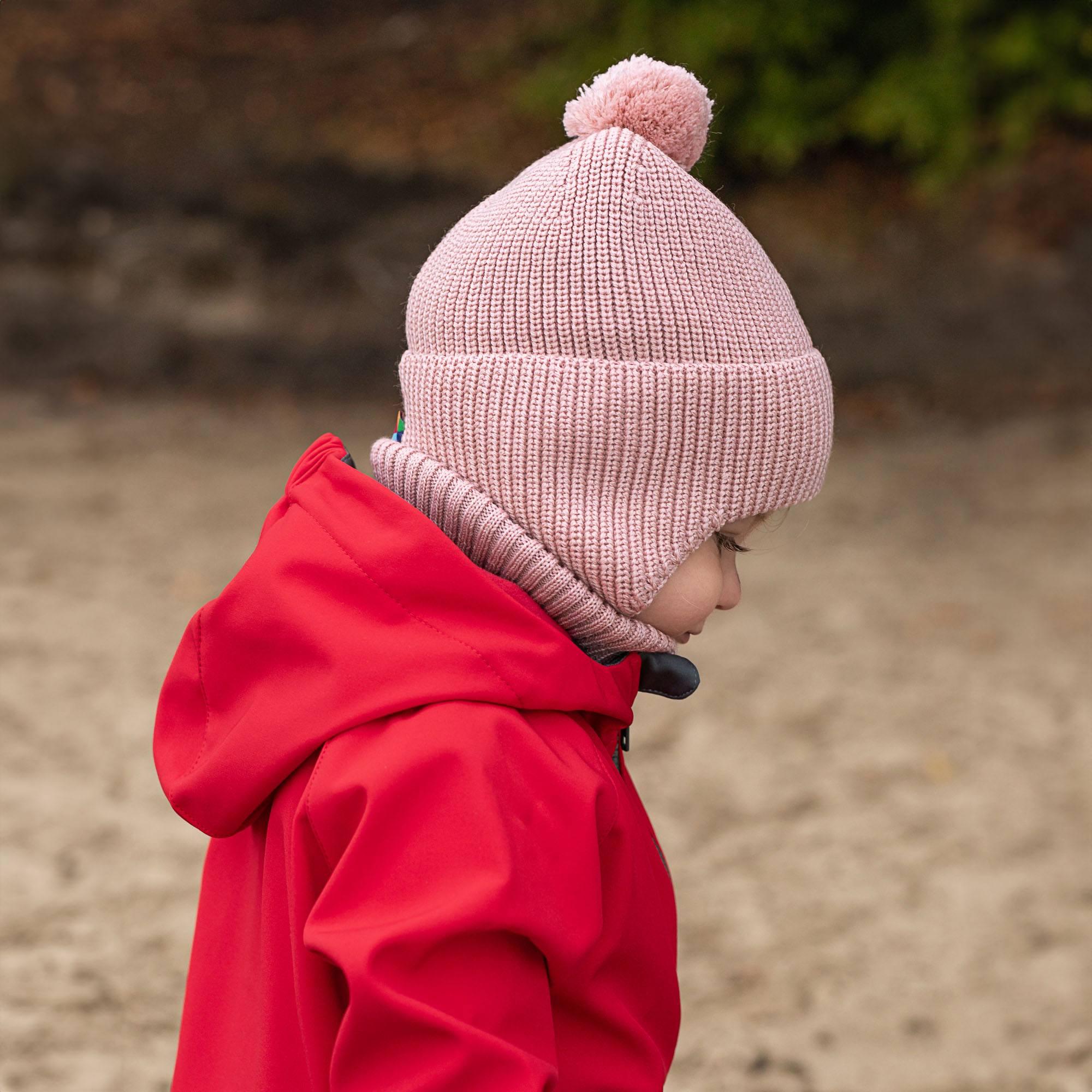 Pastel pink merino wool hat Baby