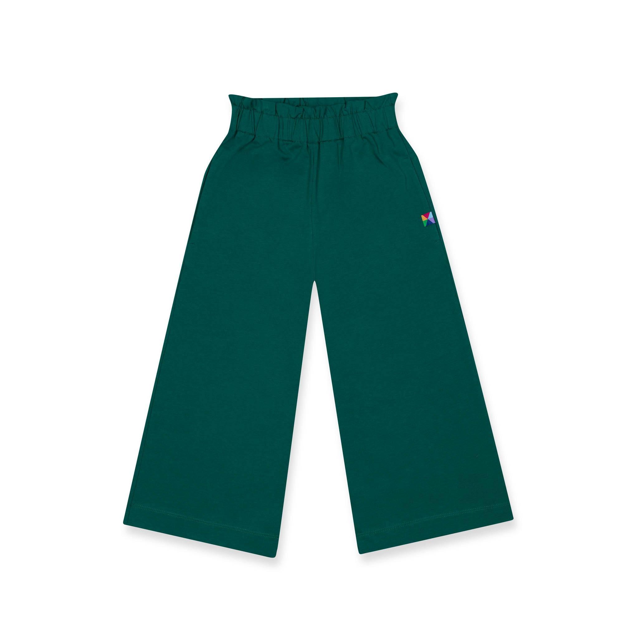 Bottle-green culotte trousers