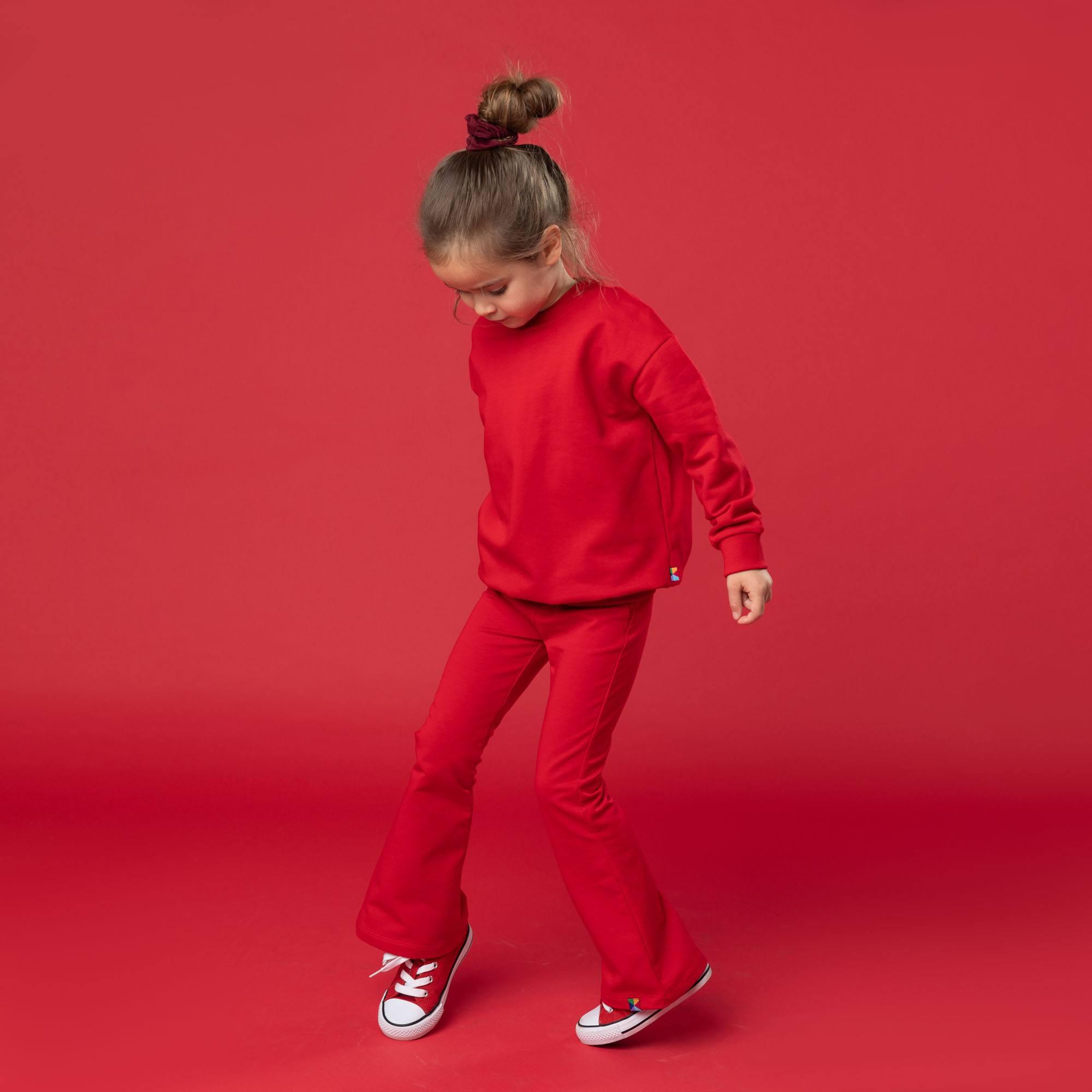 Red fleece-lined sweatshirt