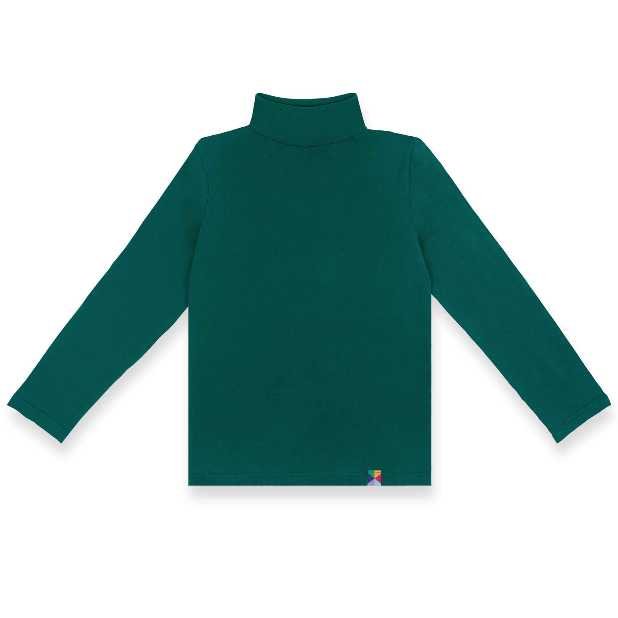 Bottle-green turtleneck long sleeve shirt