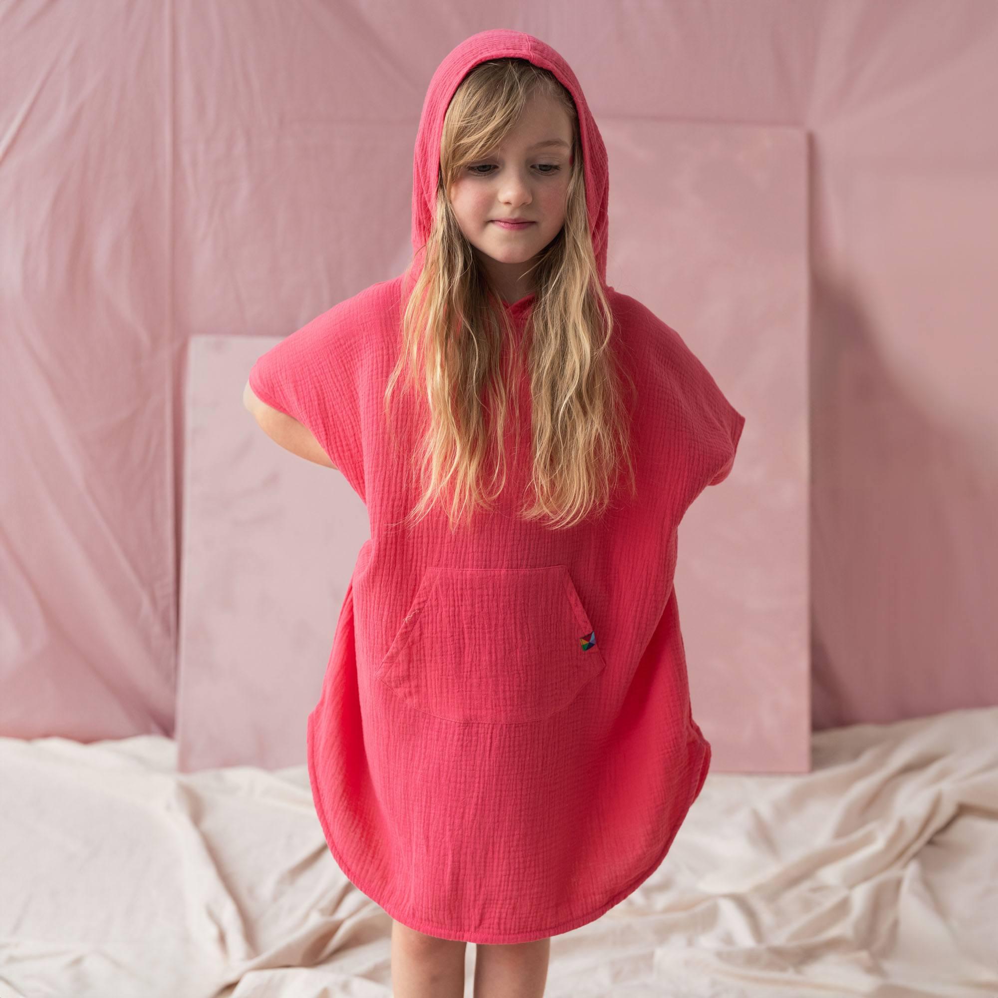 Coral muslin poncho