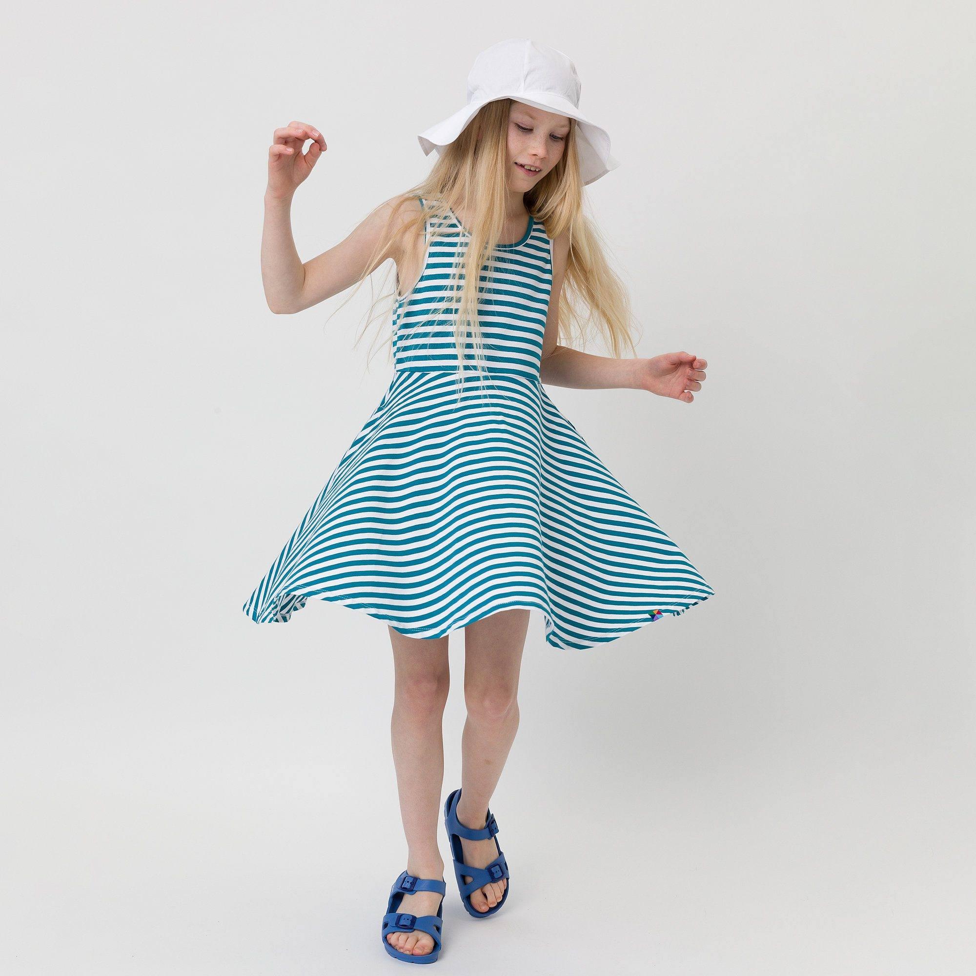 Turquoise stripes striped sleeveless dress