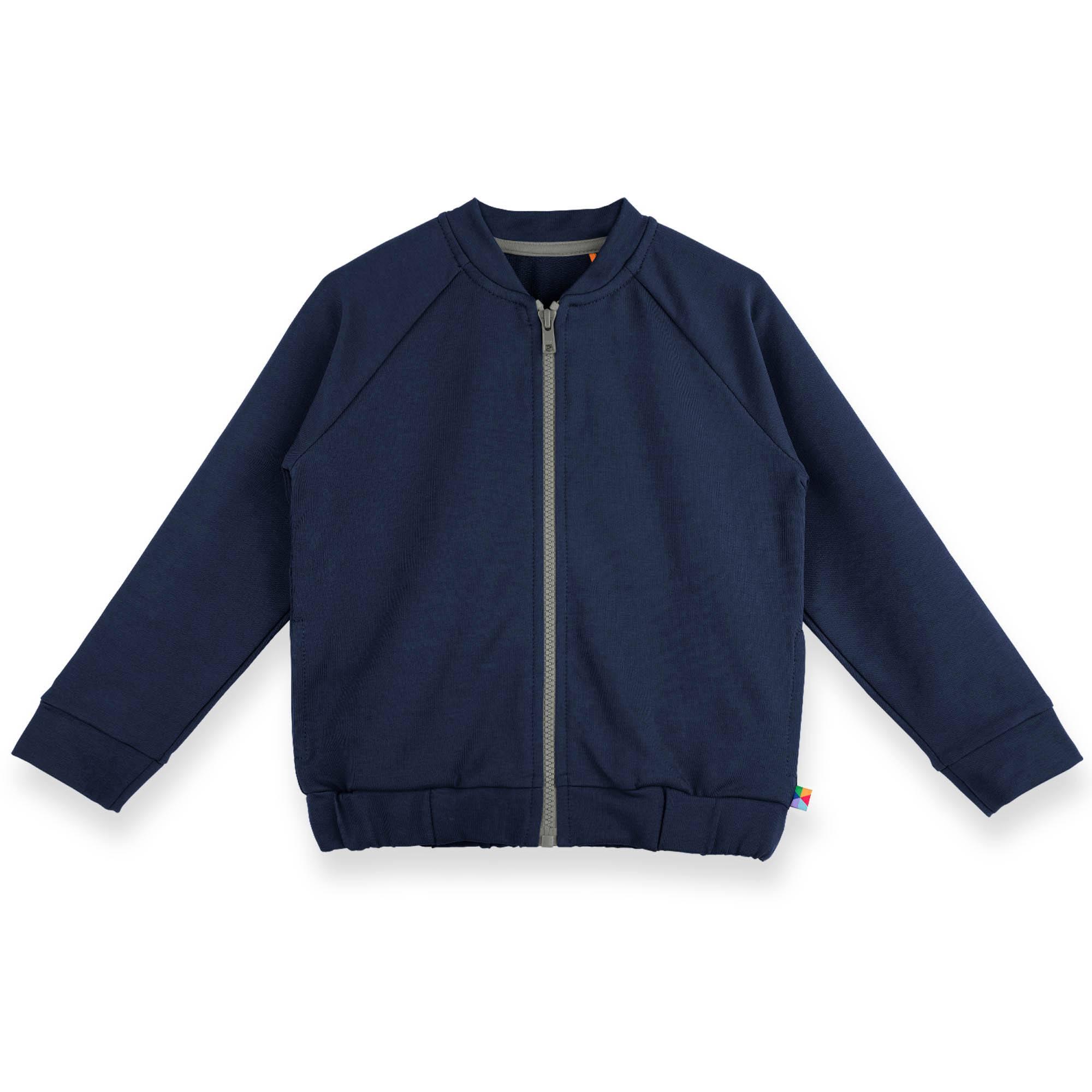 Navy blue zip-up sweatshirt