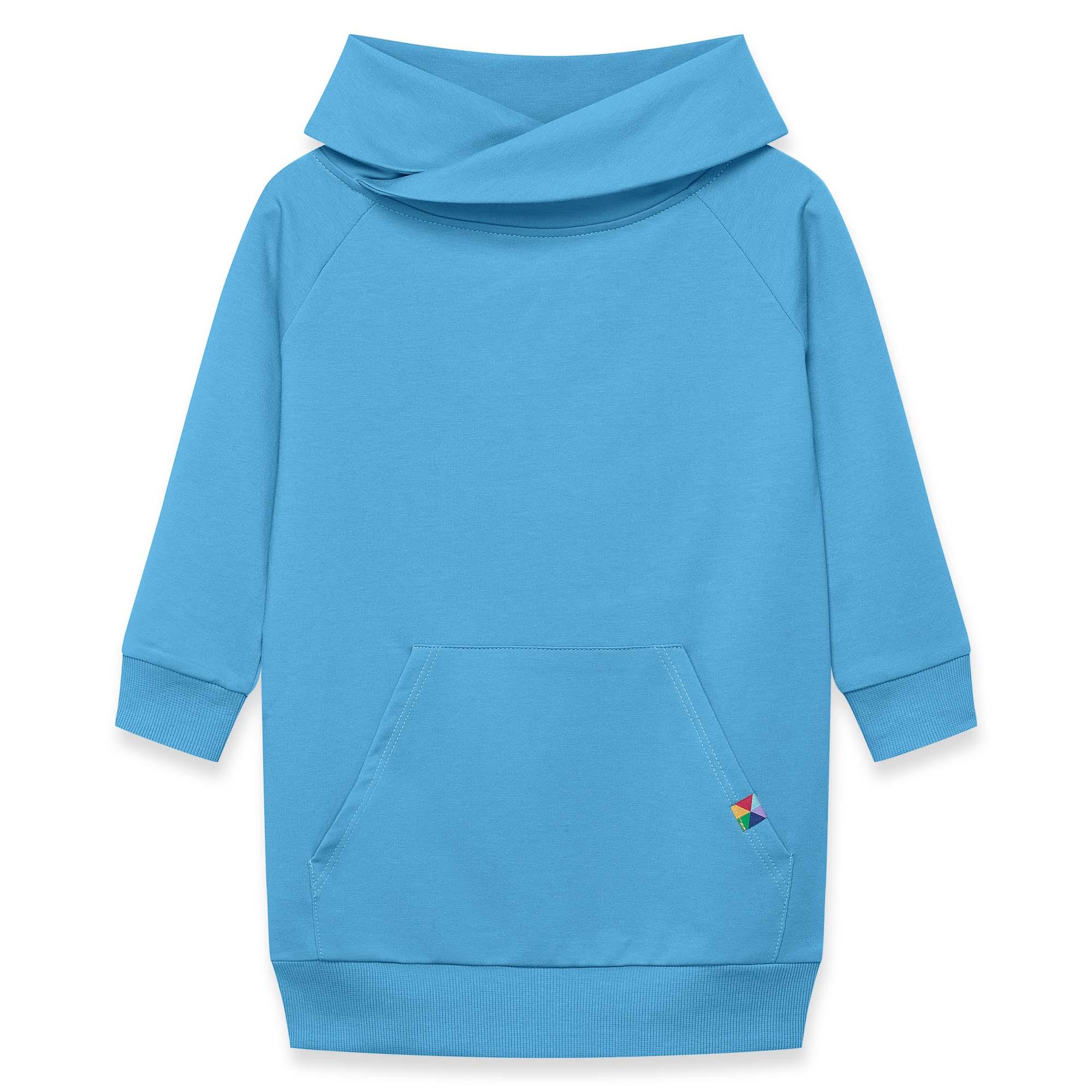 Pastel blue long funnel neck pullover sweatshirt