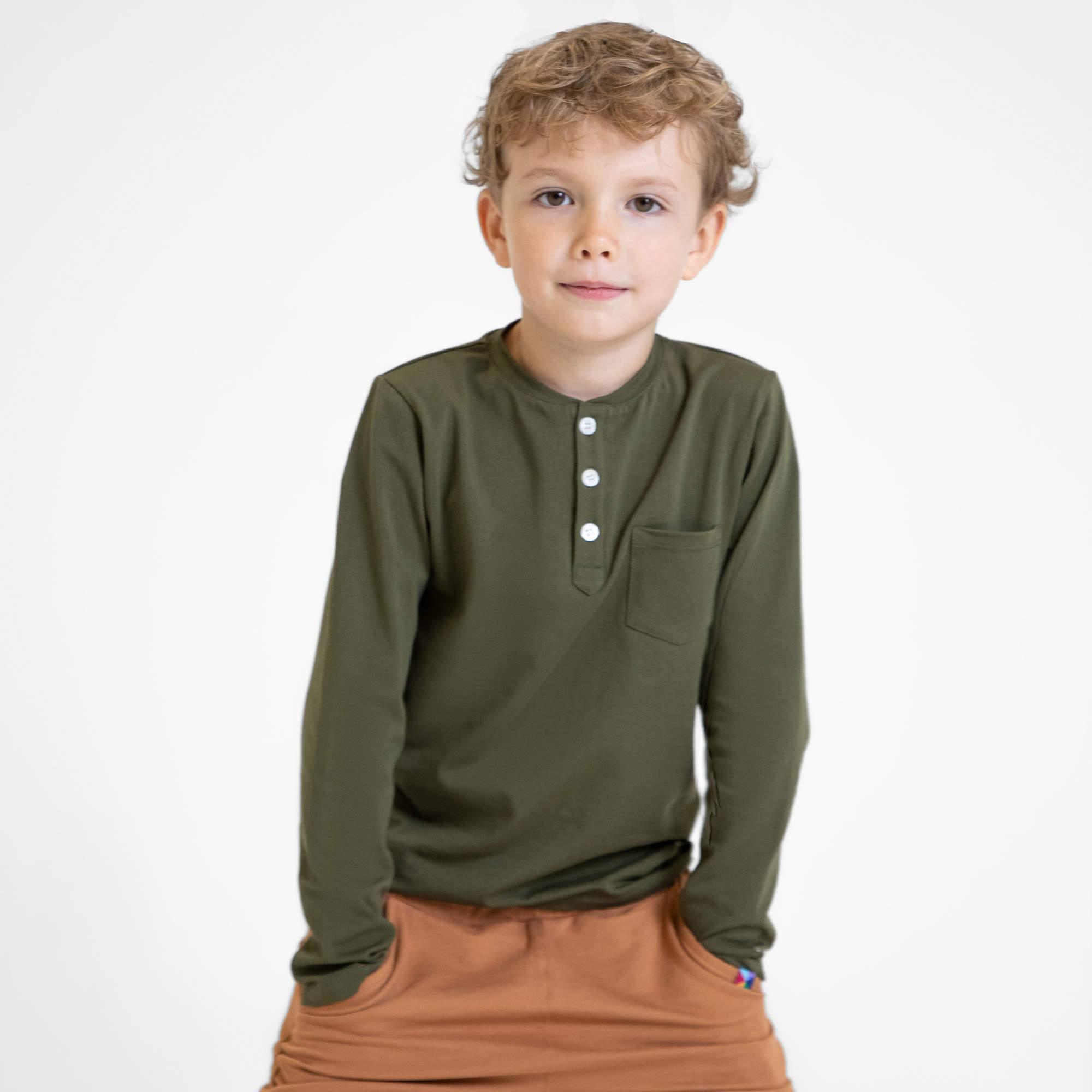 Khaki henley longsleeve shirt