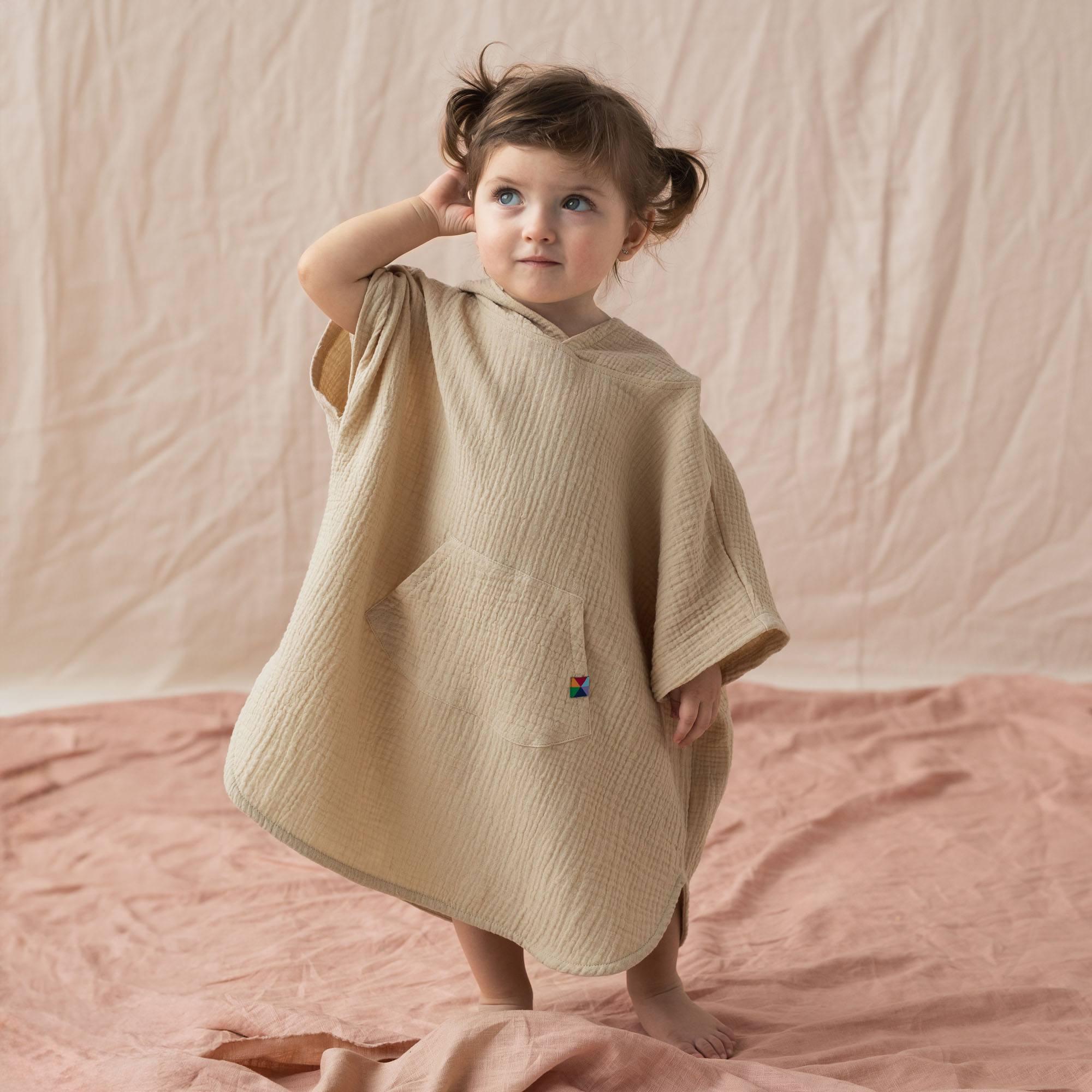 Beige muslin poncho