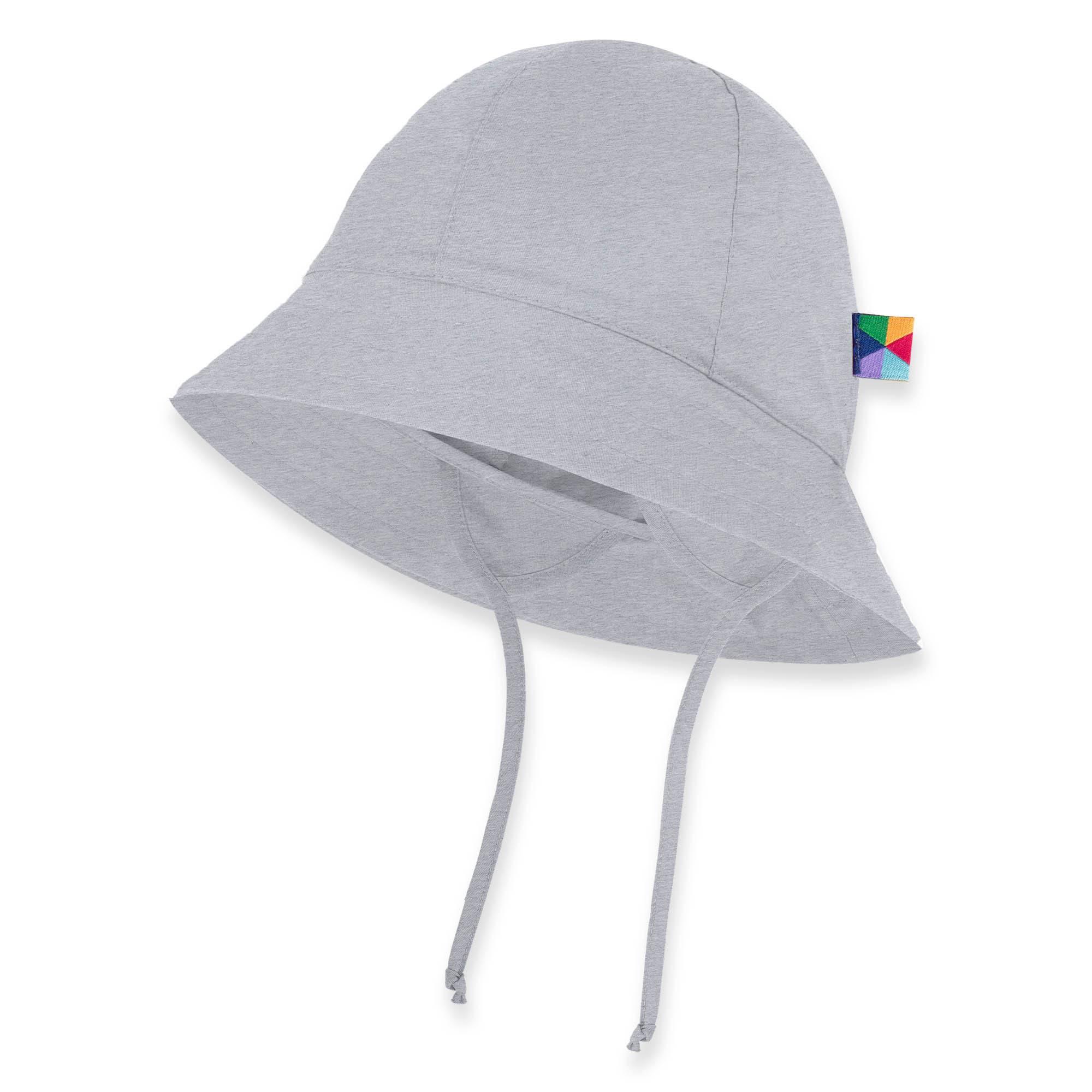 Grey melange hat with drawstrings