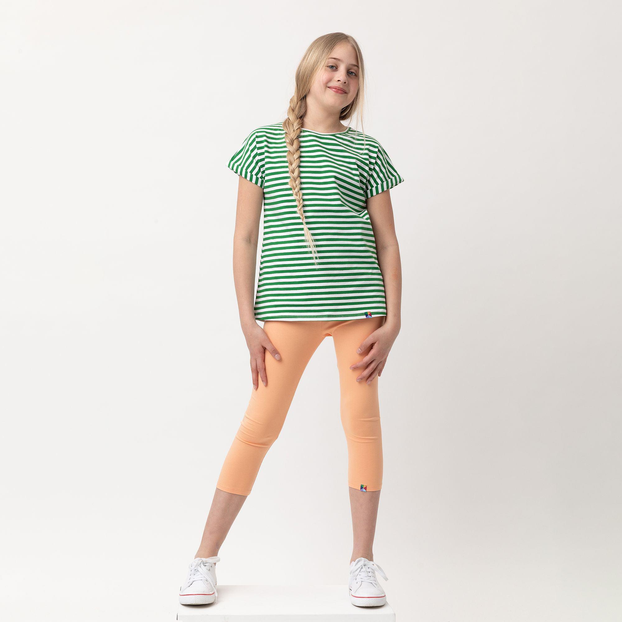 Green stripes crew neck shirt Junior