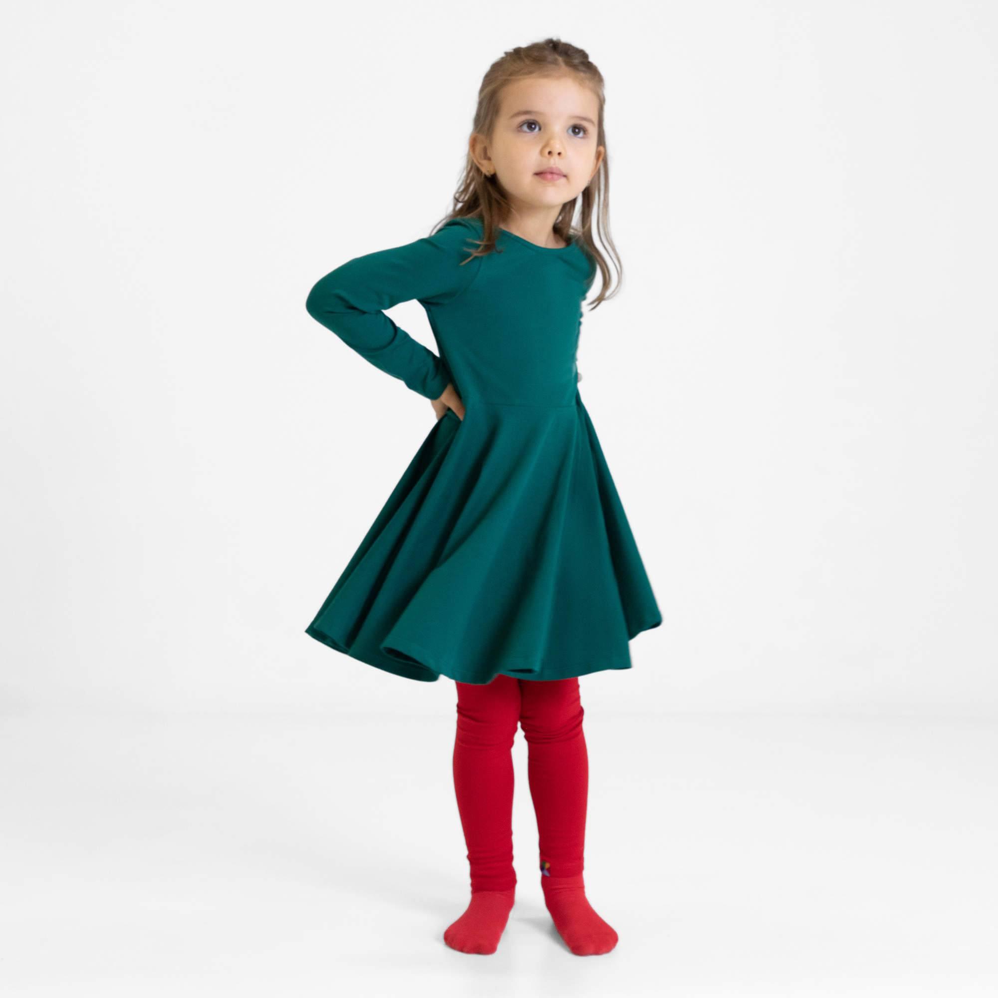 Bottle-green long sleeve dress