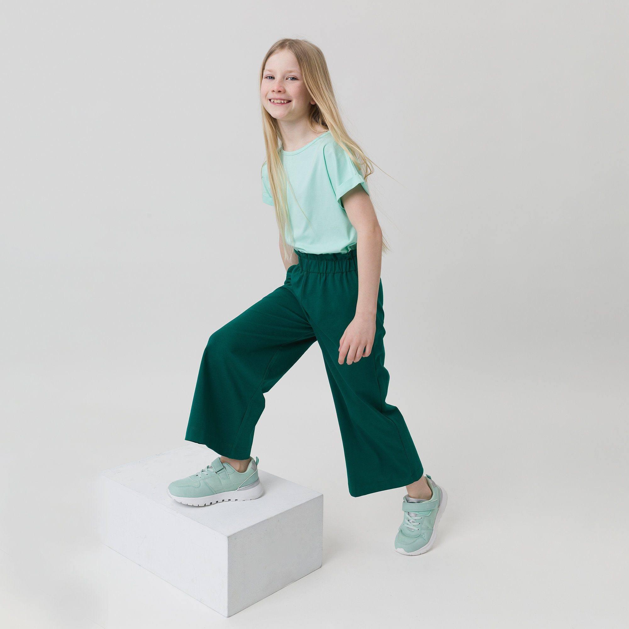 Bottle-green culotte trousers