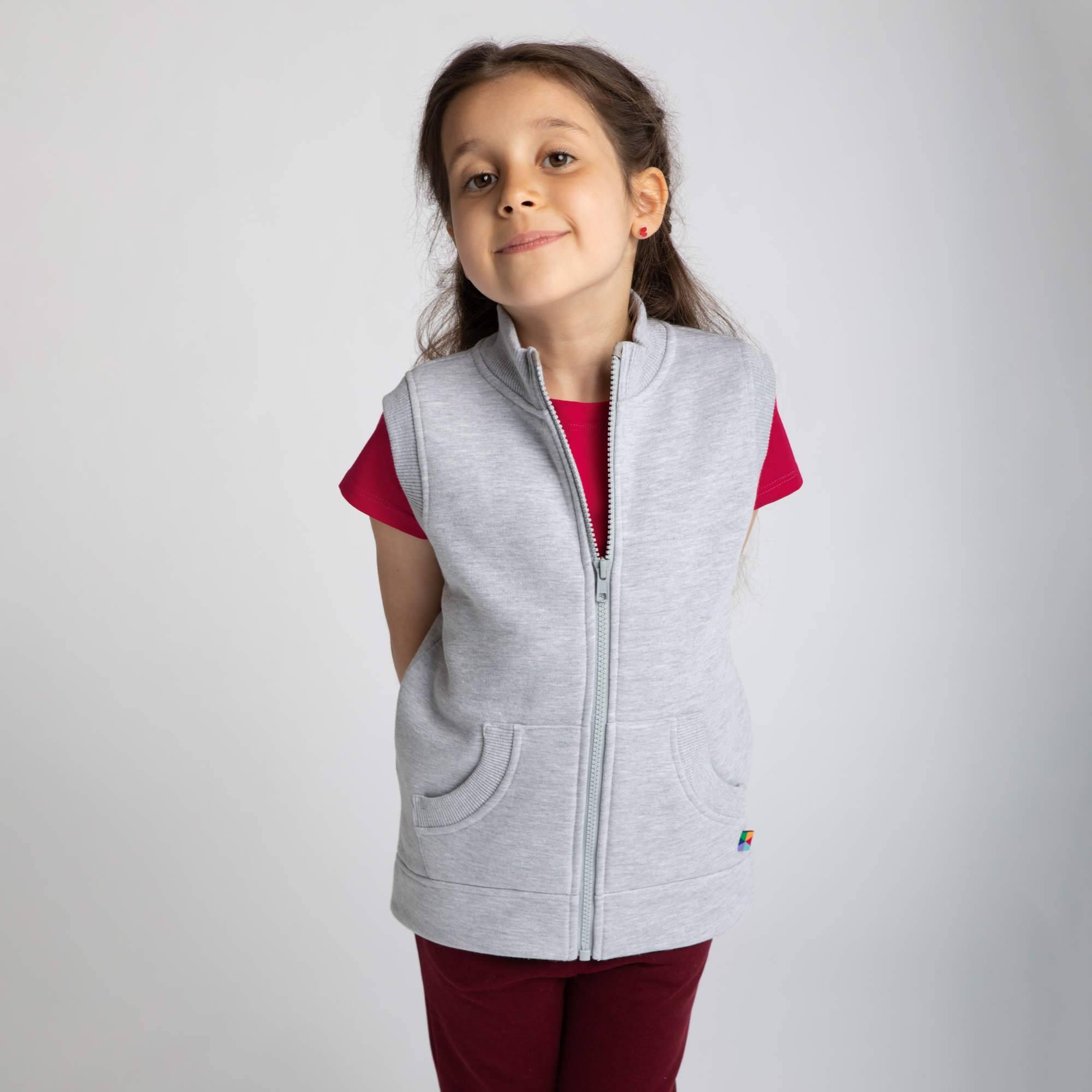 Grey melange zip-up vest