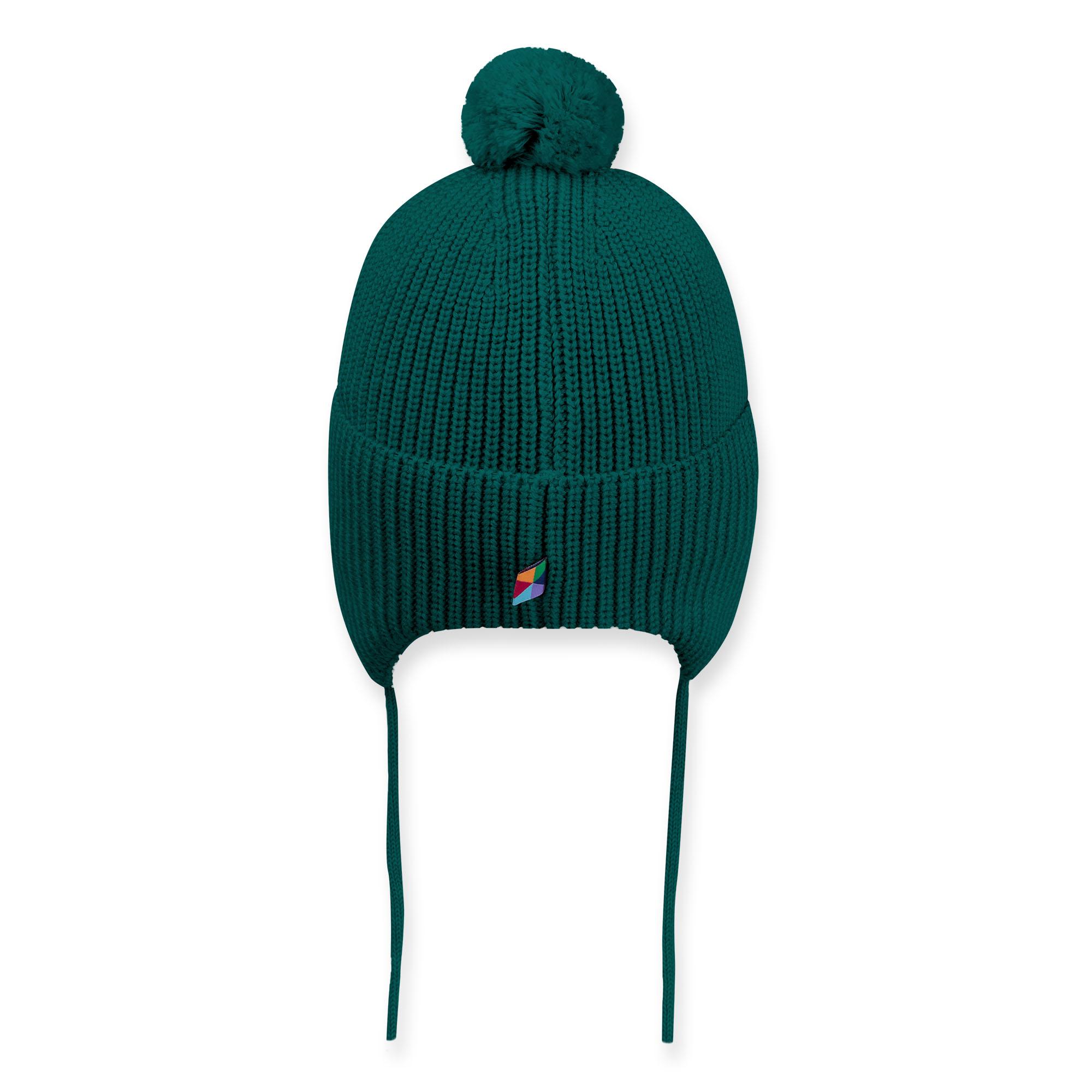 Bottle-green merino wool hat Baby