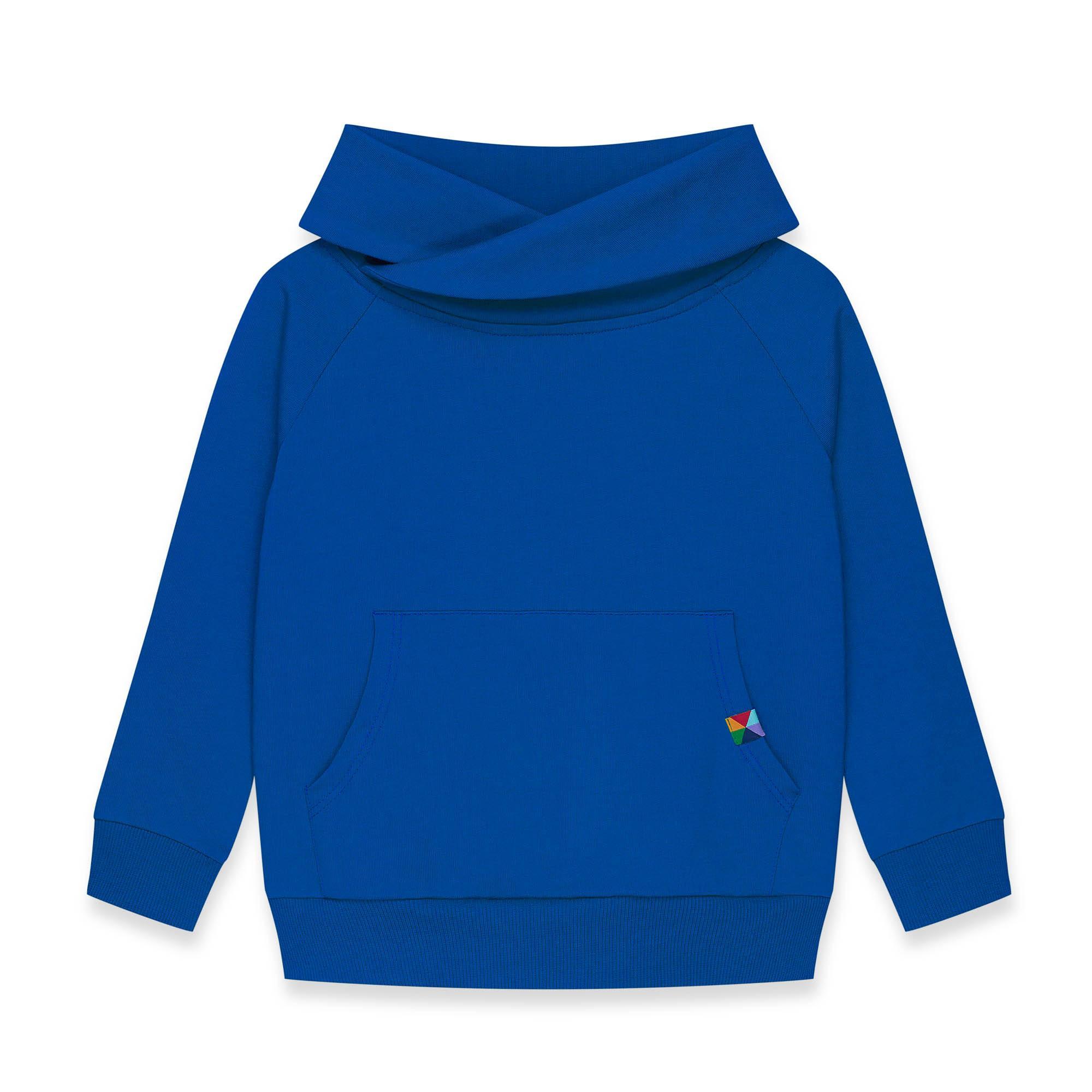 Blue funnel neck pullover sweatshirt