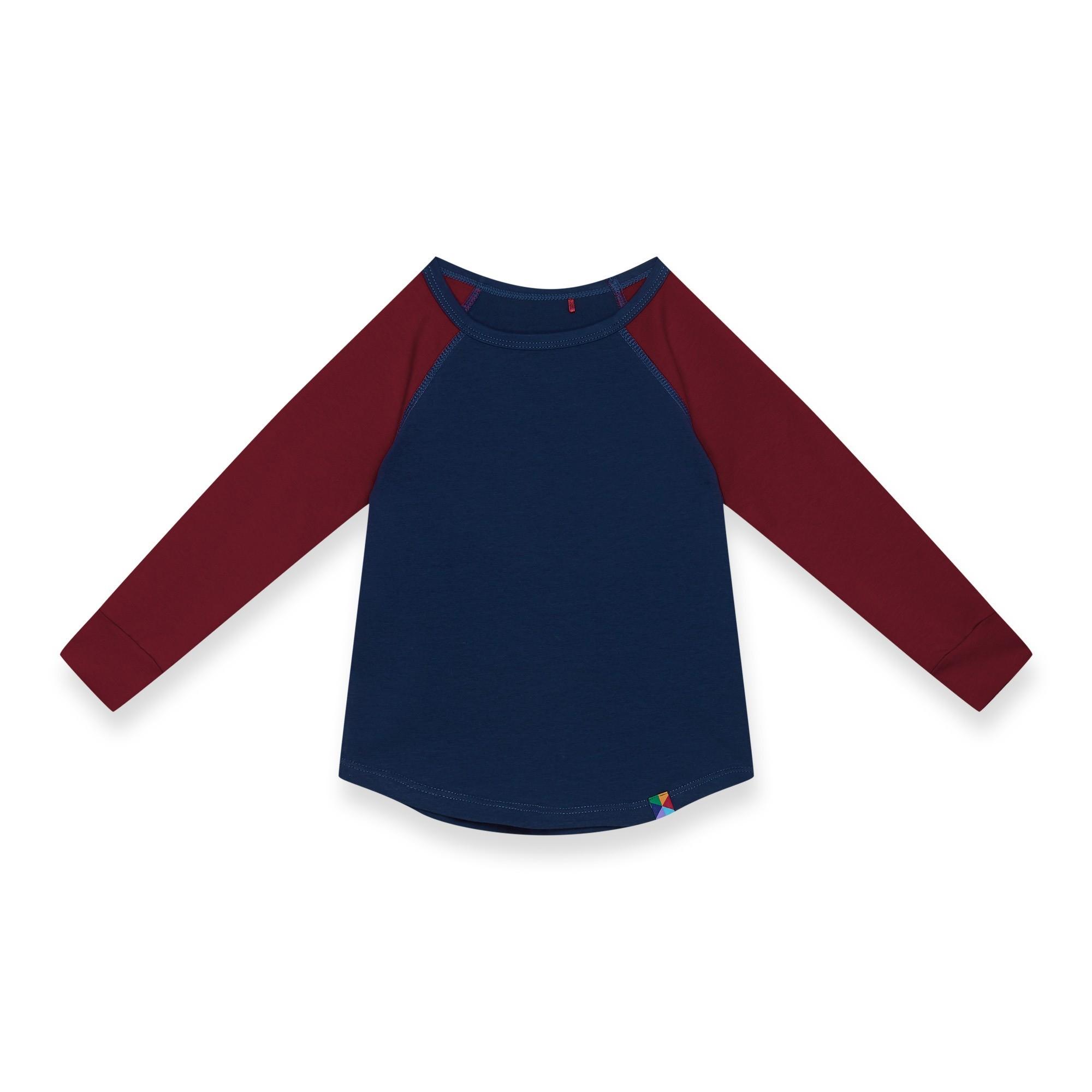 Navy blue - burgundy baseball longsleeve shirt