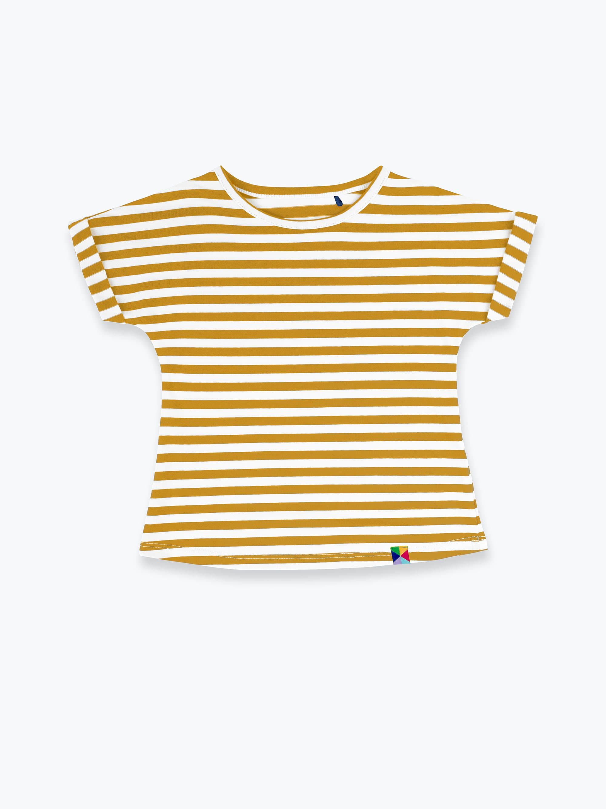 Mustard stripes crew neck shirt