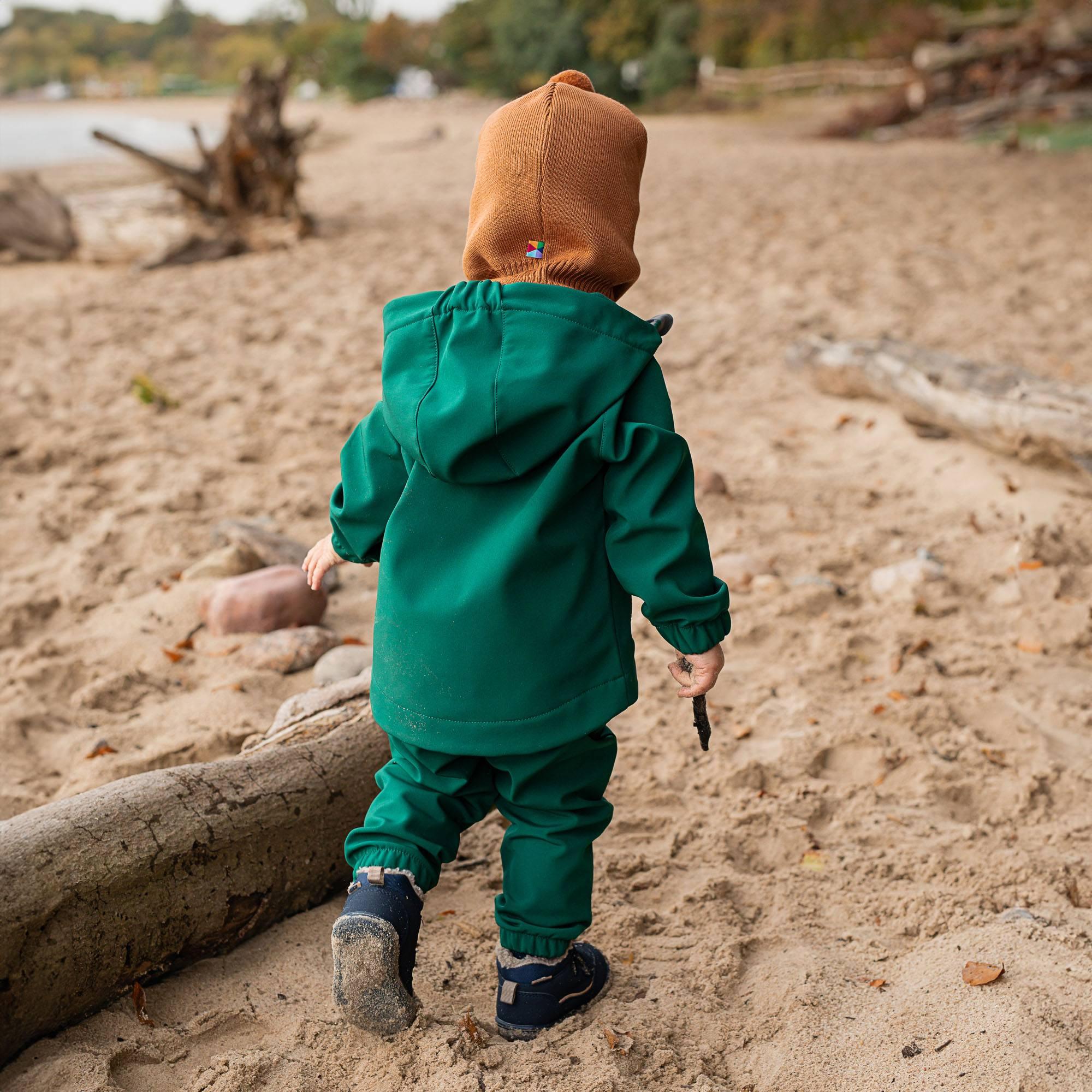 Bottle-green softshell pants Baby