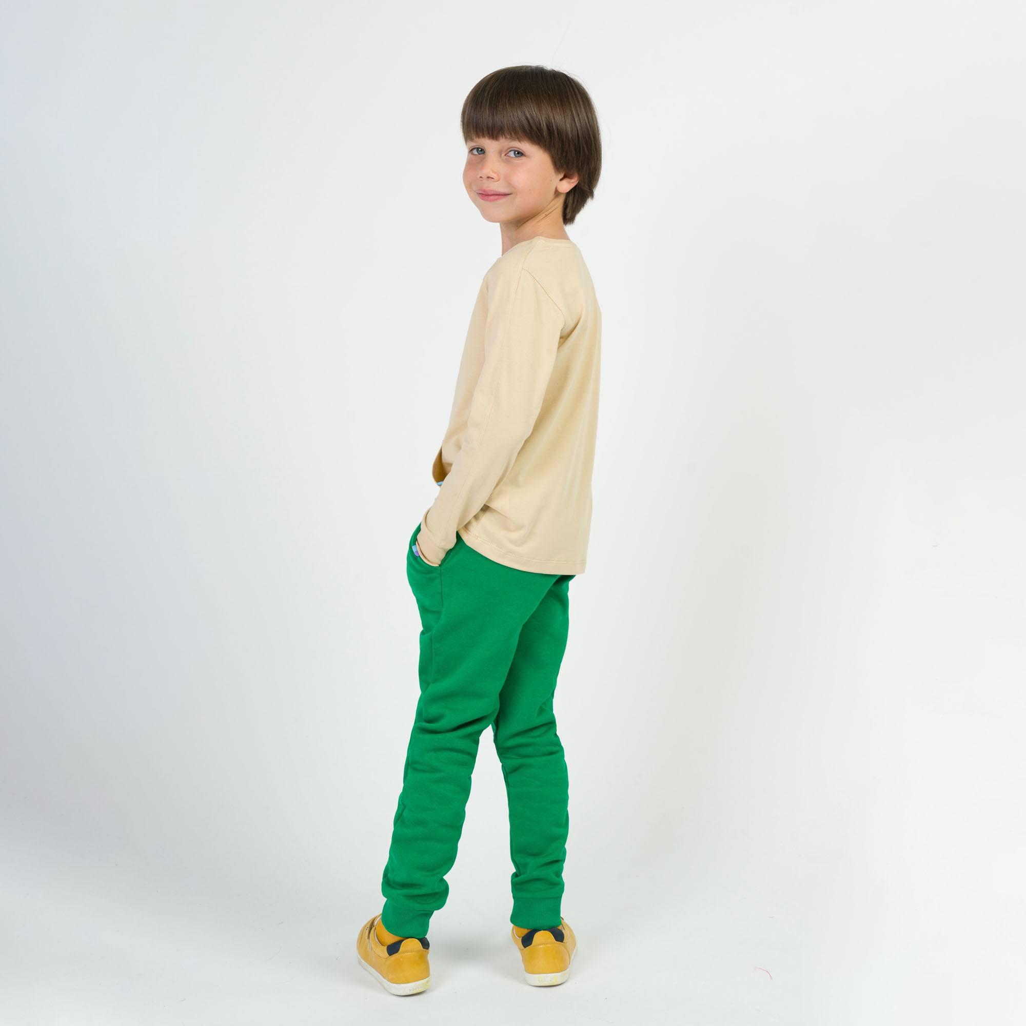 Green fleece-lined joggers kids