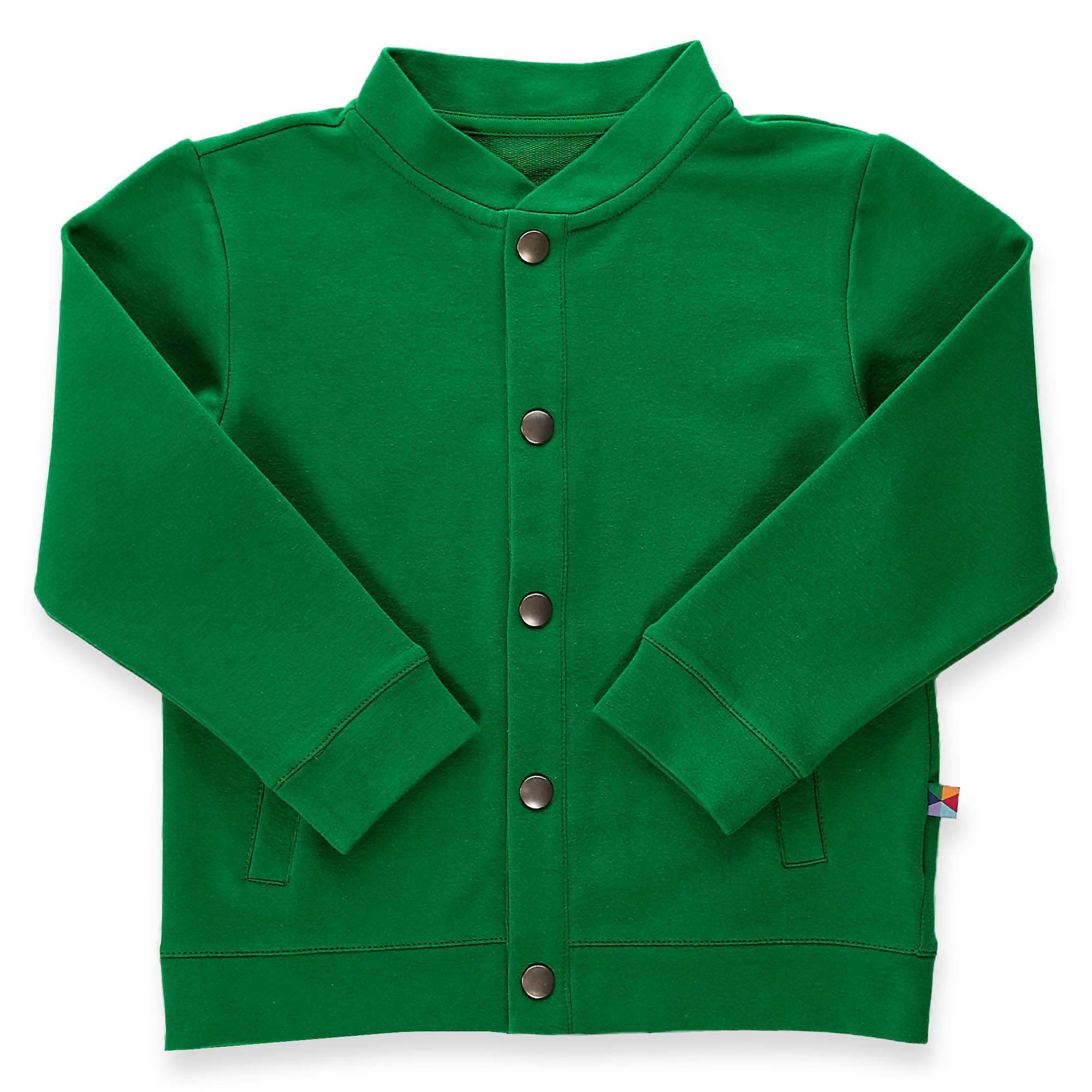 Green button-up bomber jacket with pockets