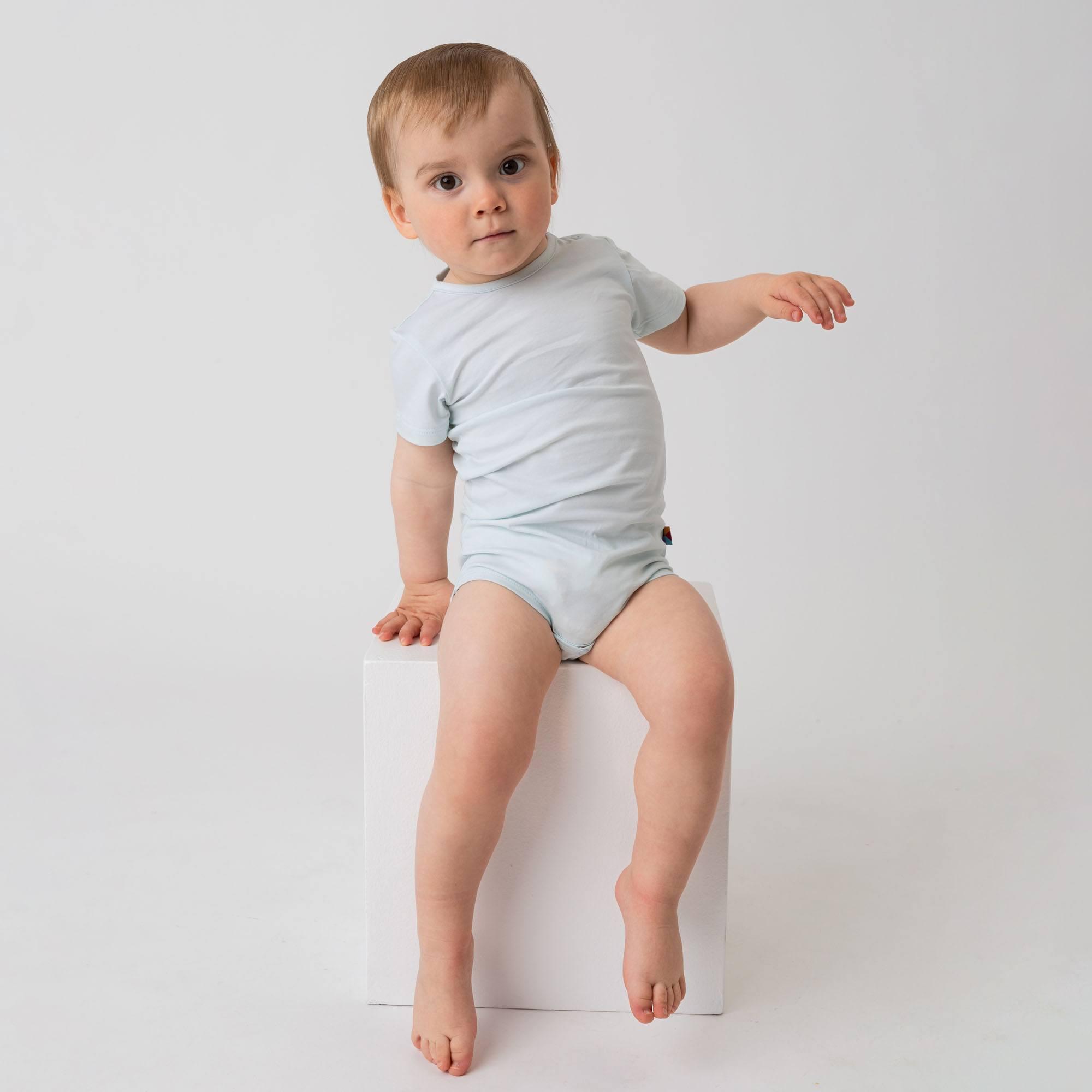 Light blue short sleeve bodysuit