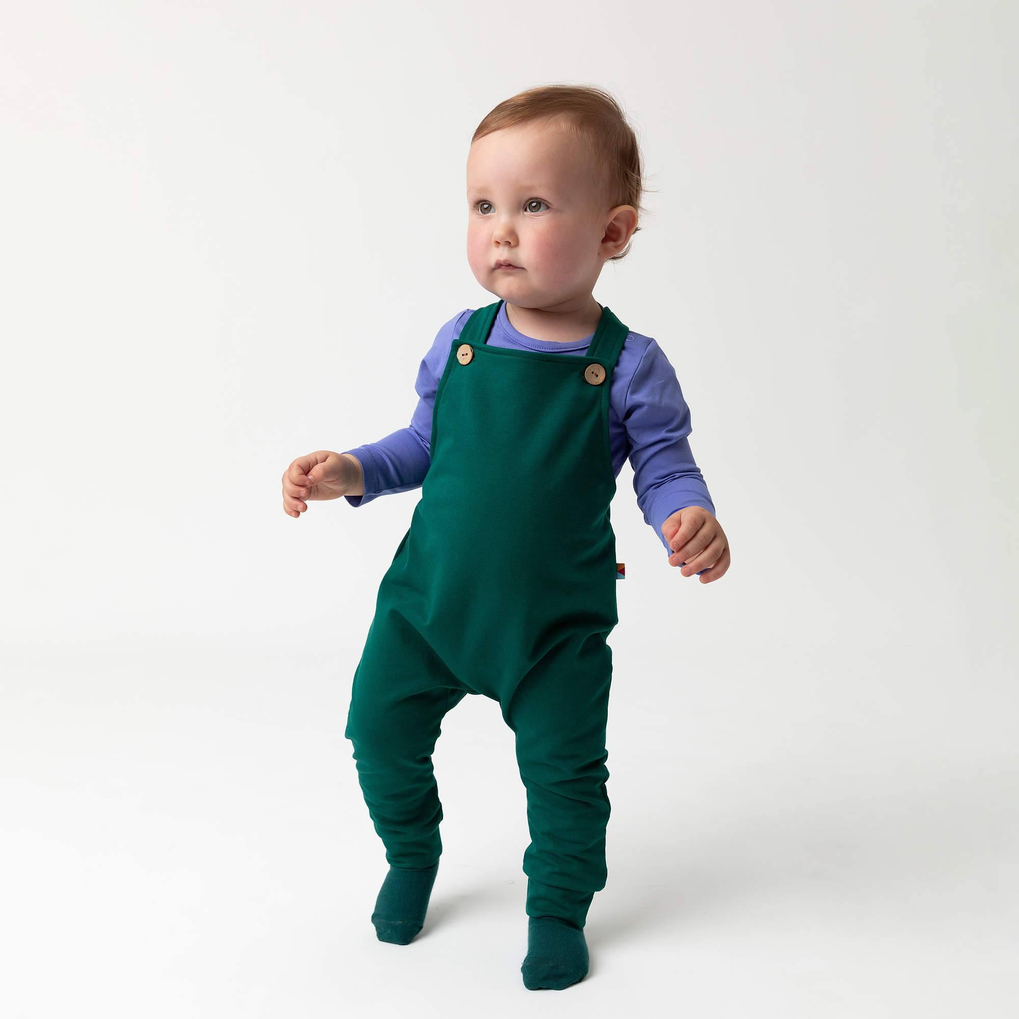 Bottle-green dungarees