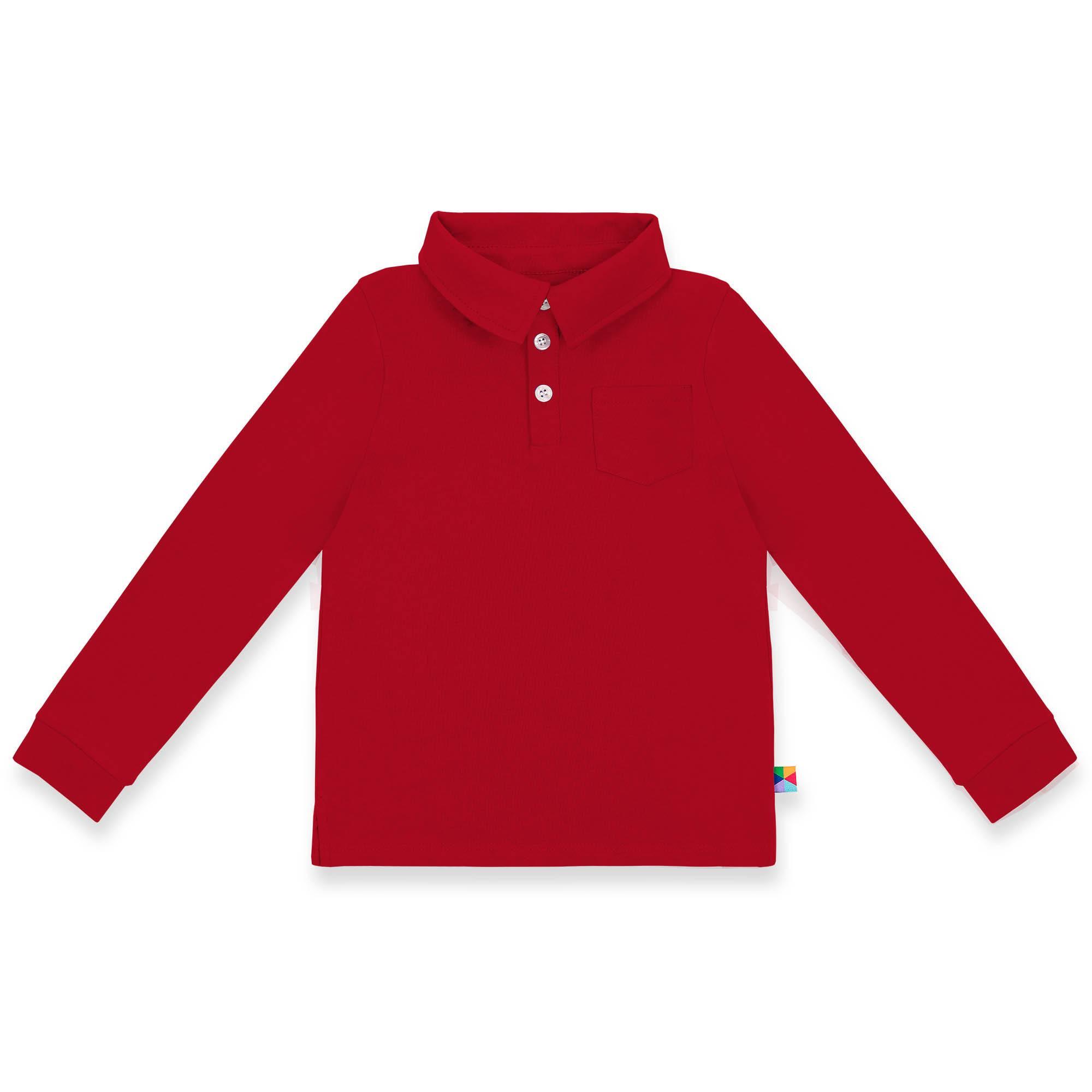 Red long sleeve polo shirt