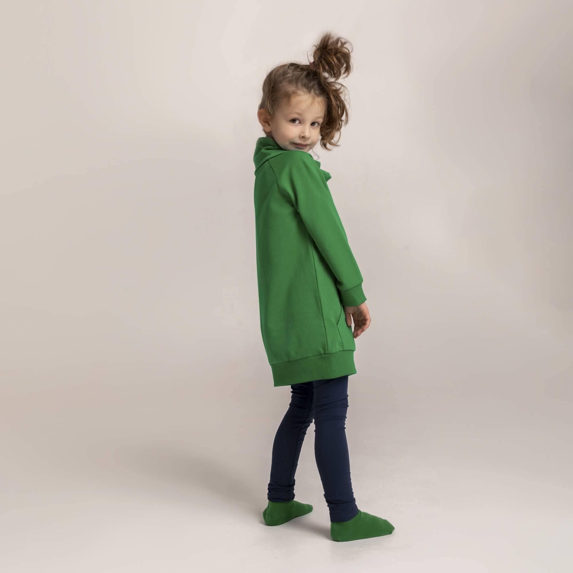 Green long funnel neck pullover sweatshirt