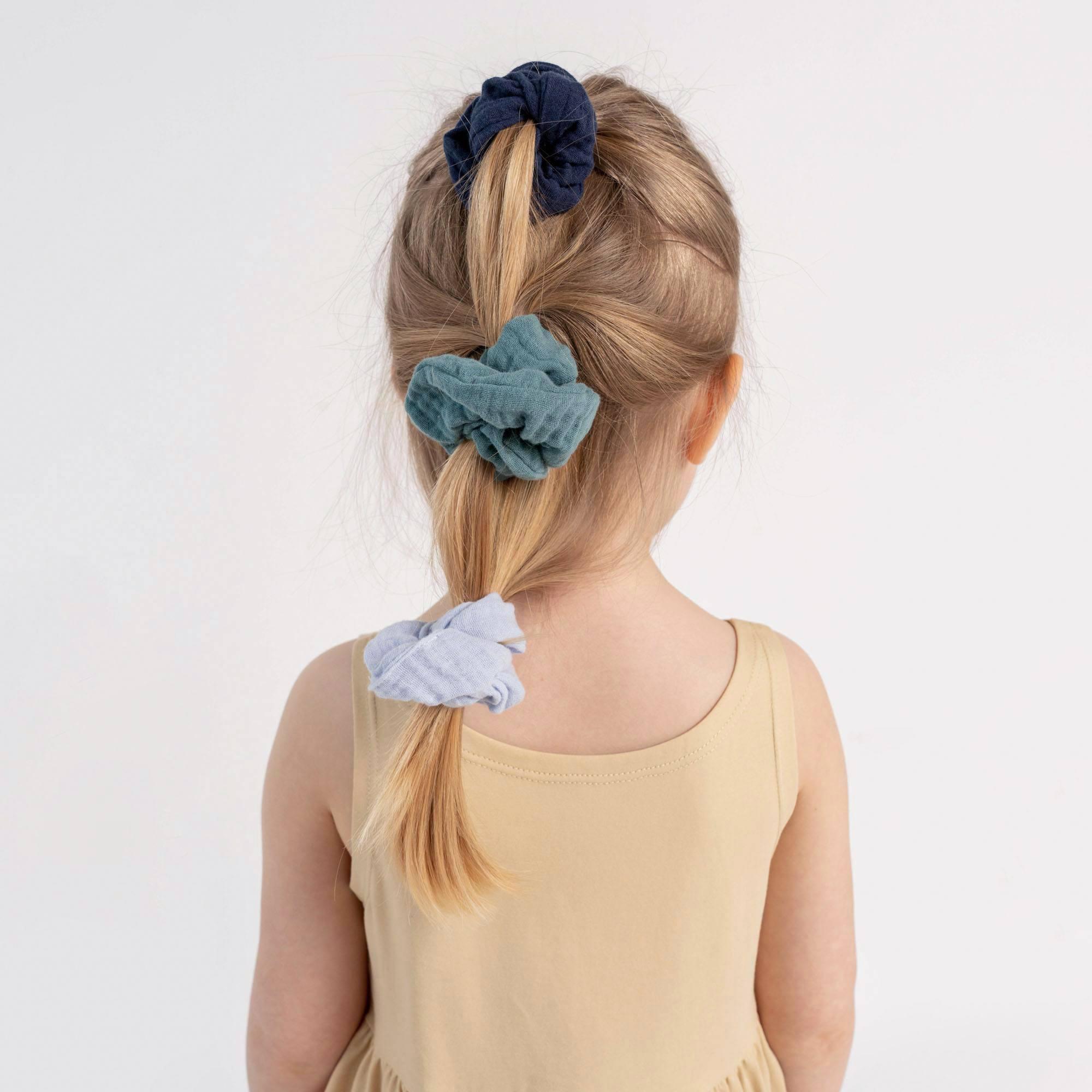 Navy blue muslin scrunchie set