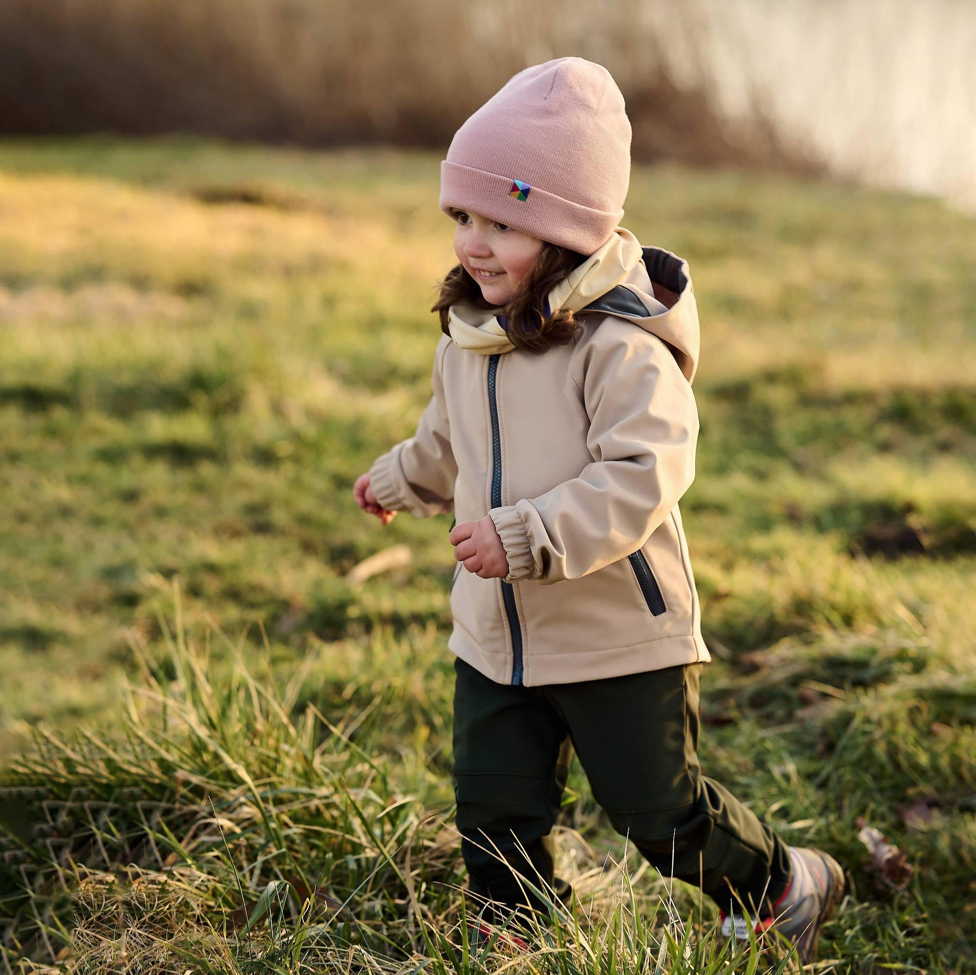 Pastel pink fine knit merino wool cap kids