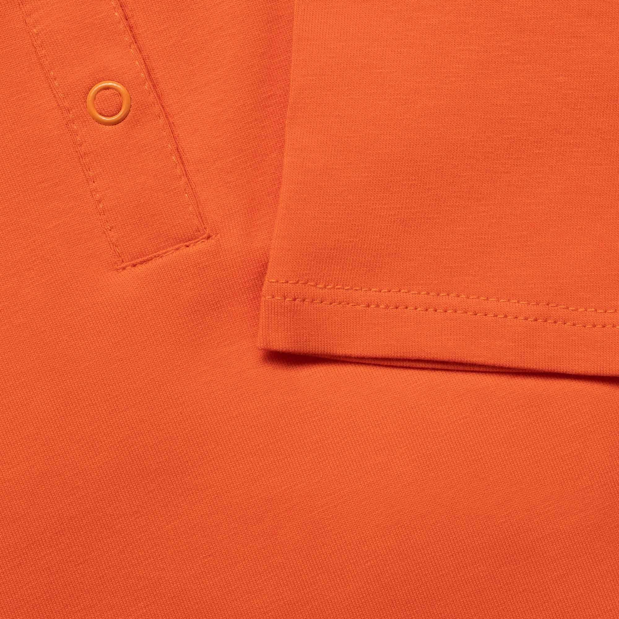 Orange round neck button-up shirt